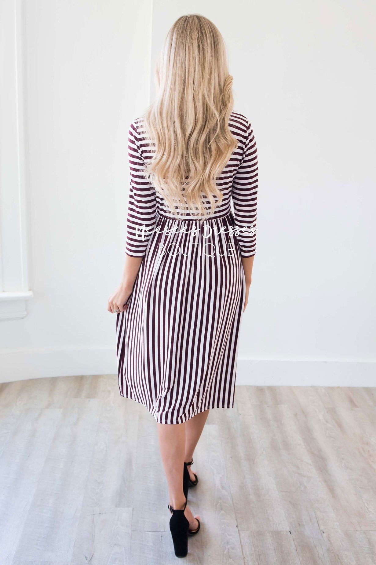 The Poppy 3/4 Length Sleeves Modest Dresses vendor-unknown