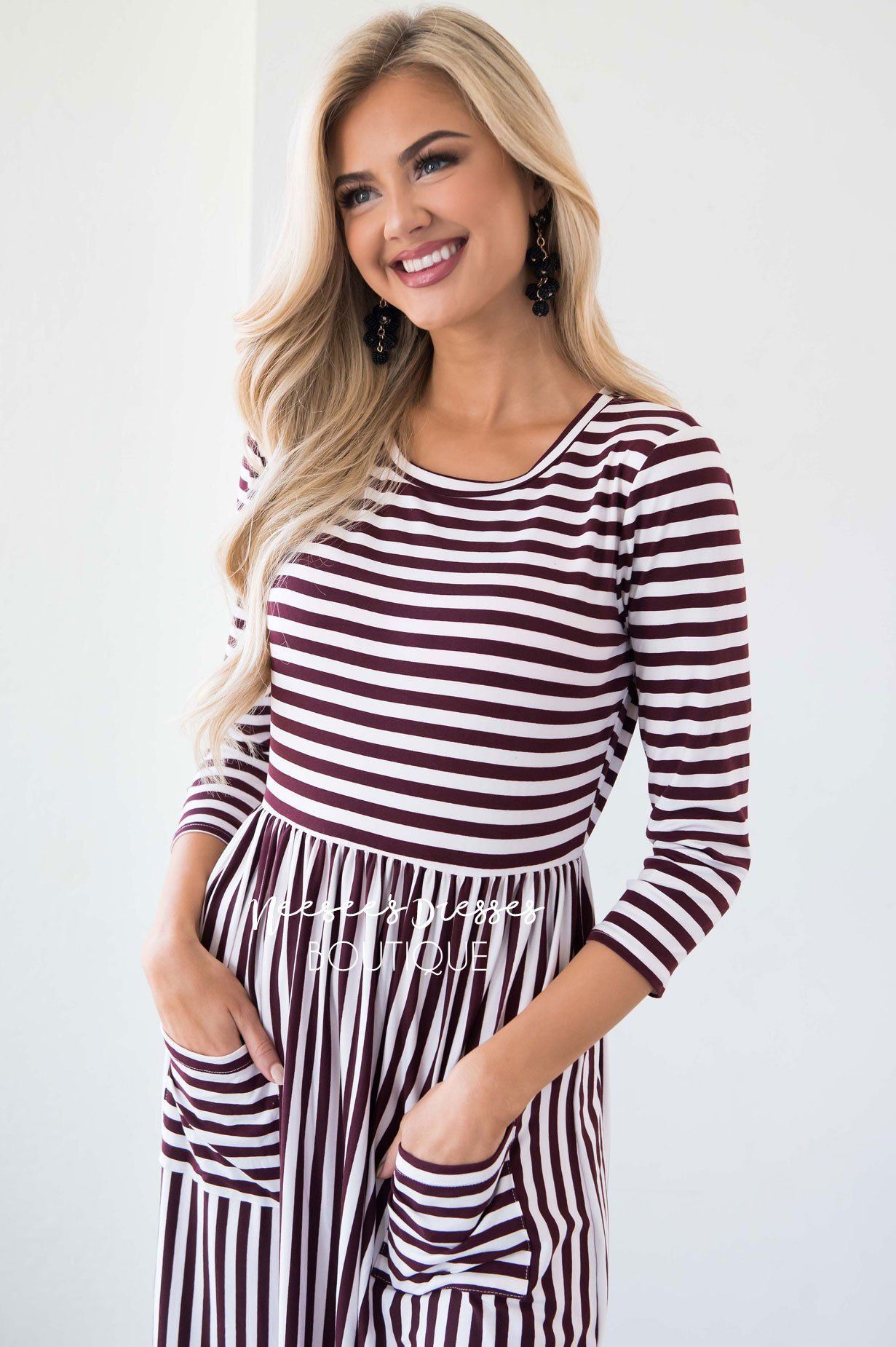 The Poppy 3/4 Length Sleeves Modest Dresses vendor-unknown