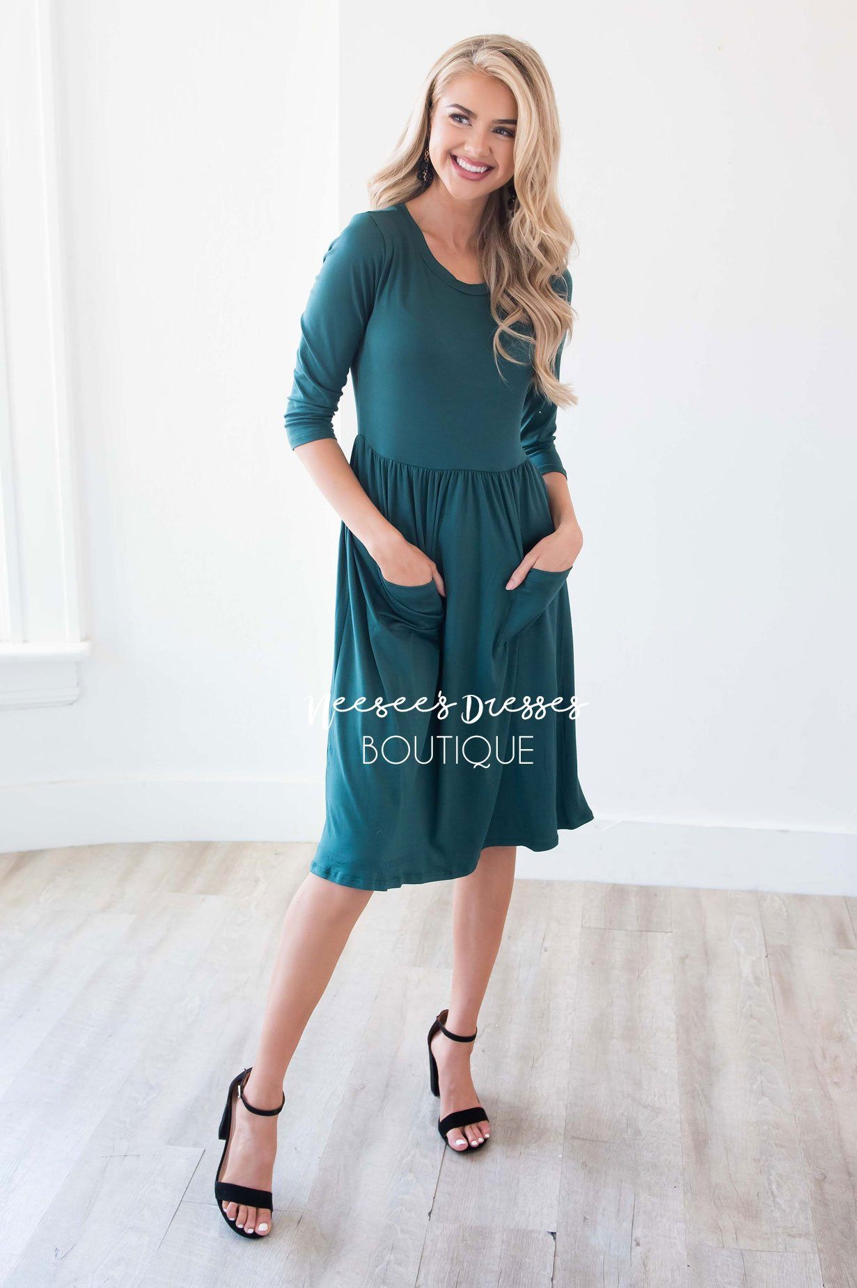 The Poppy 3/4 Length Sleeves Modest Dresses vendor-unknown