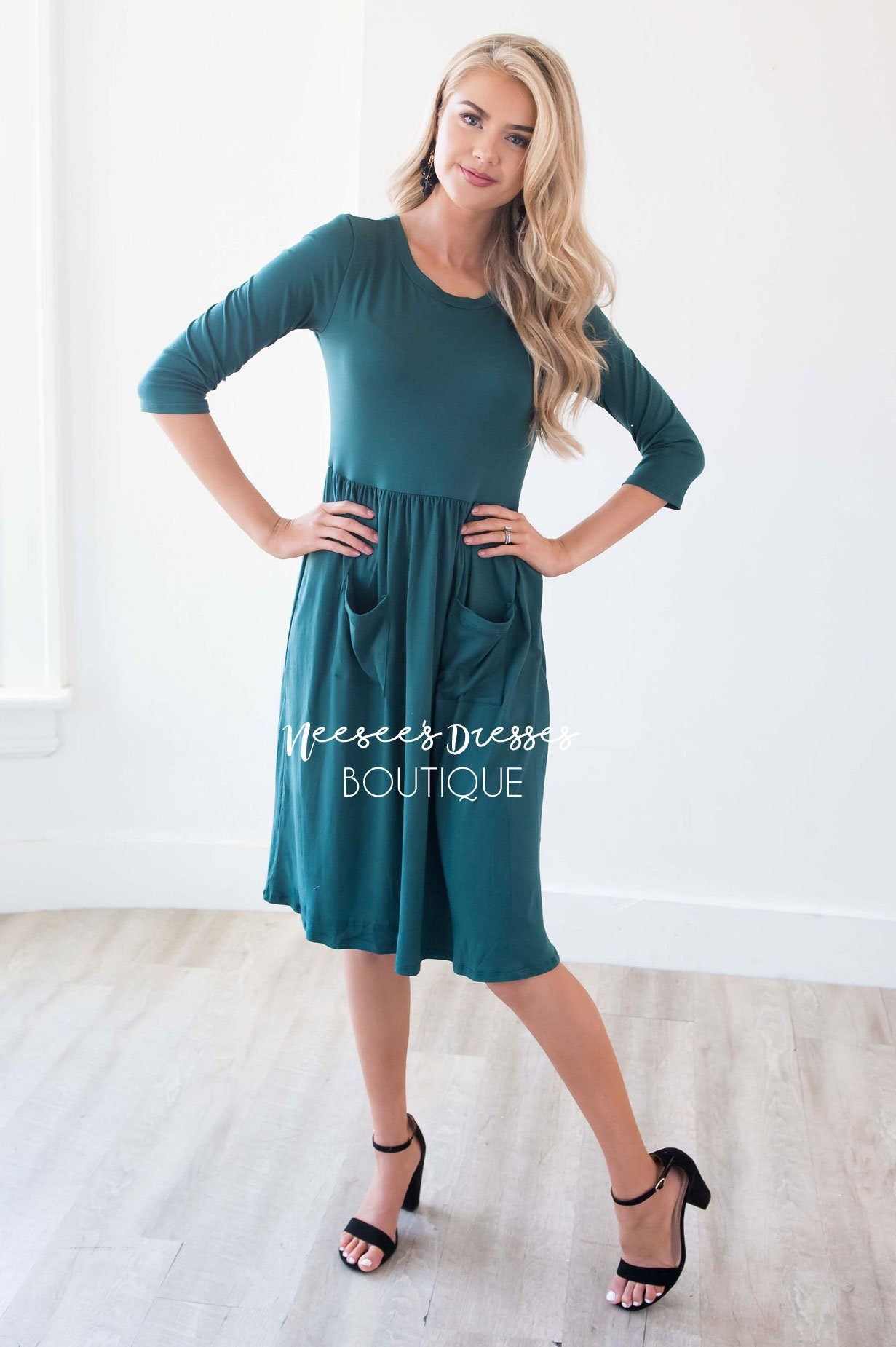 The Poppy 3/4 Length Sleeves Modest Dresses vendor-unknown