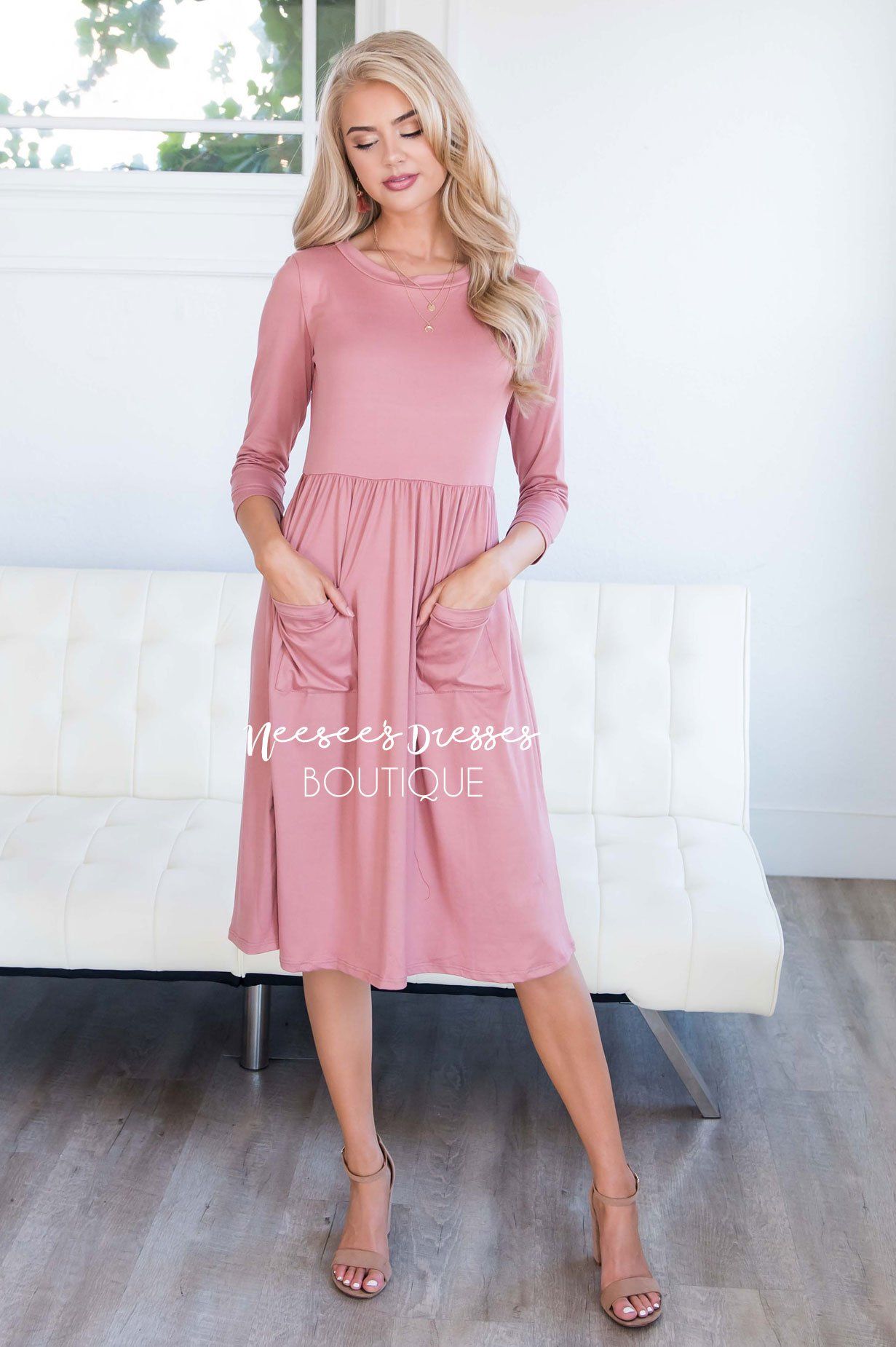 The Poppy 3/4 Length Sleeves Modest Dresses vendor-unknown