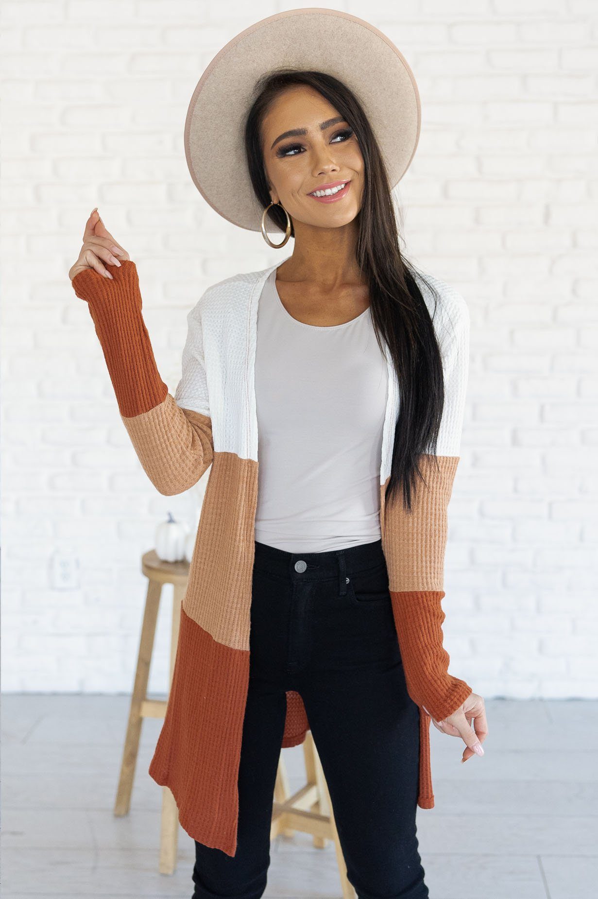 Candy Corn Modest Thermal Cardigan Modest Dresses vendor-unknown