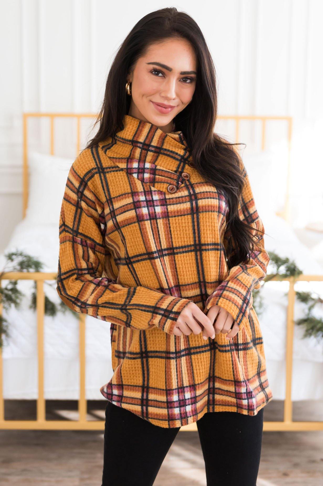 Beautiful In Plaid Modest Top Modest Dresses vendor-unknown