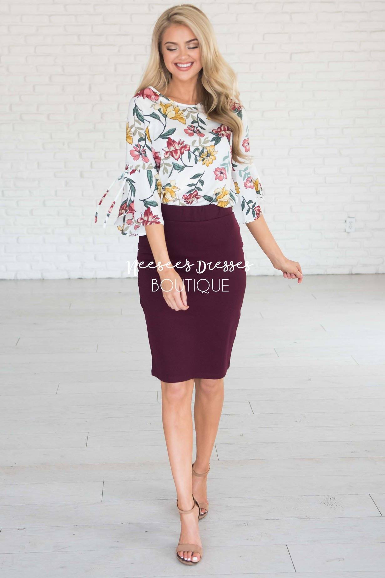 Perfect Fit Raisin Pencil Skirt Skirts vendor-unknown