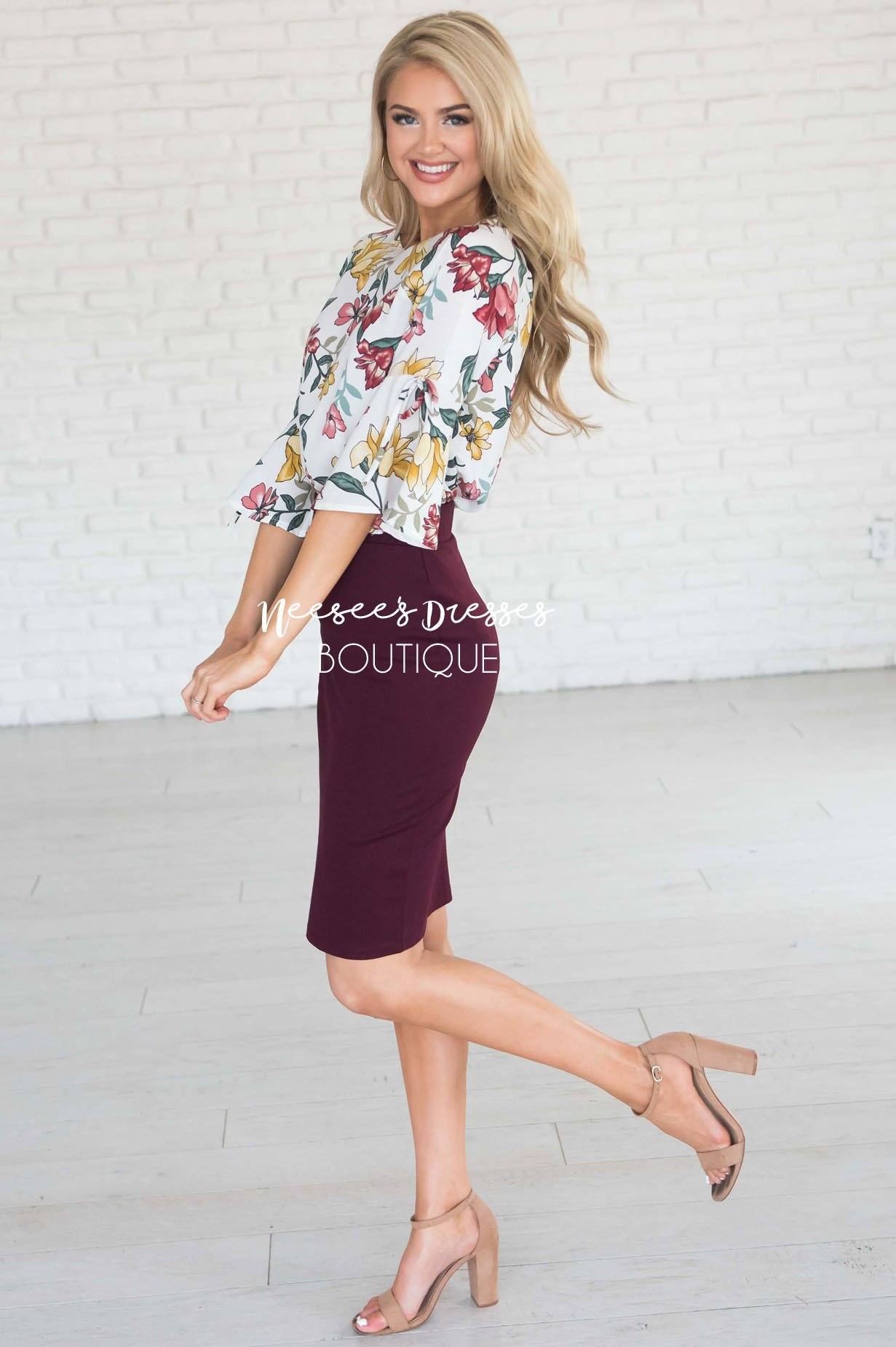 Perfect Fit Raisin Pencil Skirt Skirts vendor-unknown