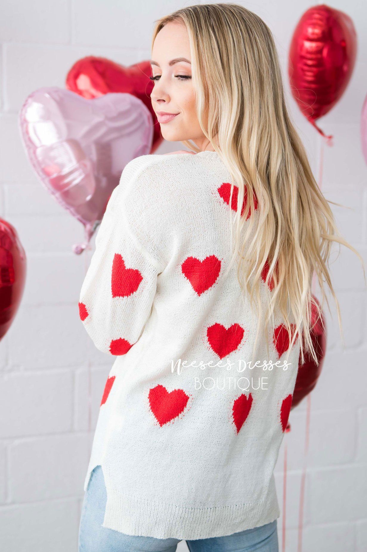 Sprinkled with Hearts Sweater Tops vendor-unknown