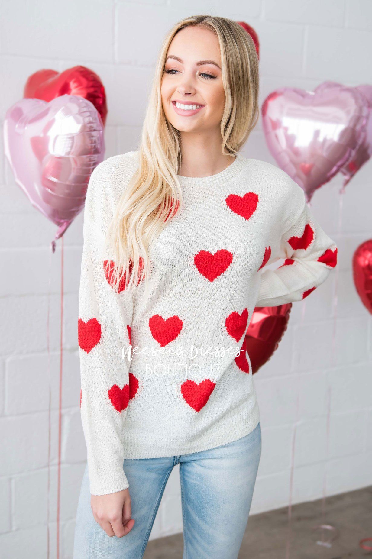 Sprinkled with Hearts Sweater Tops vendor-unknown