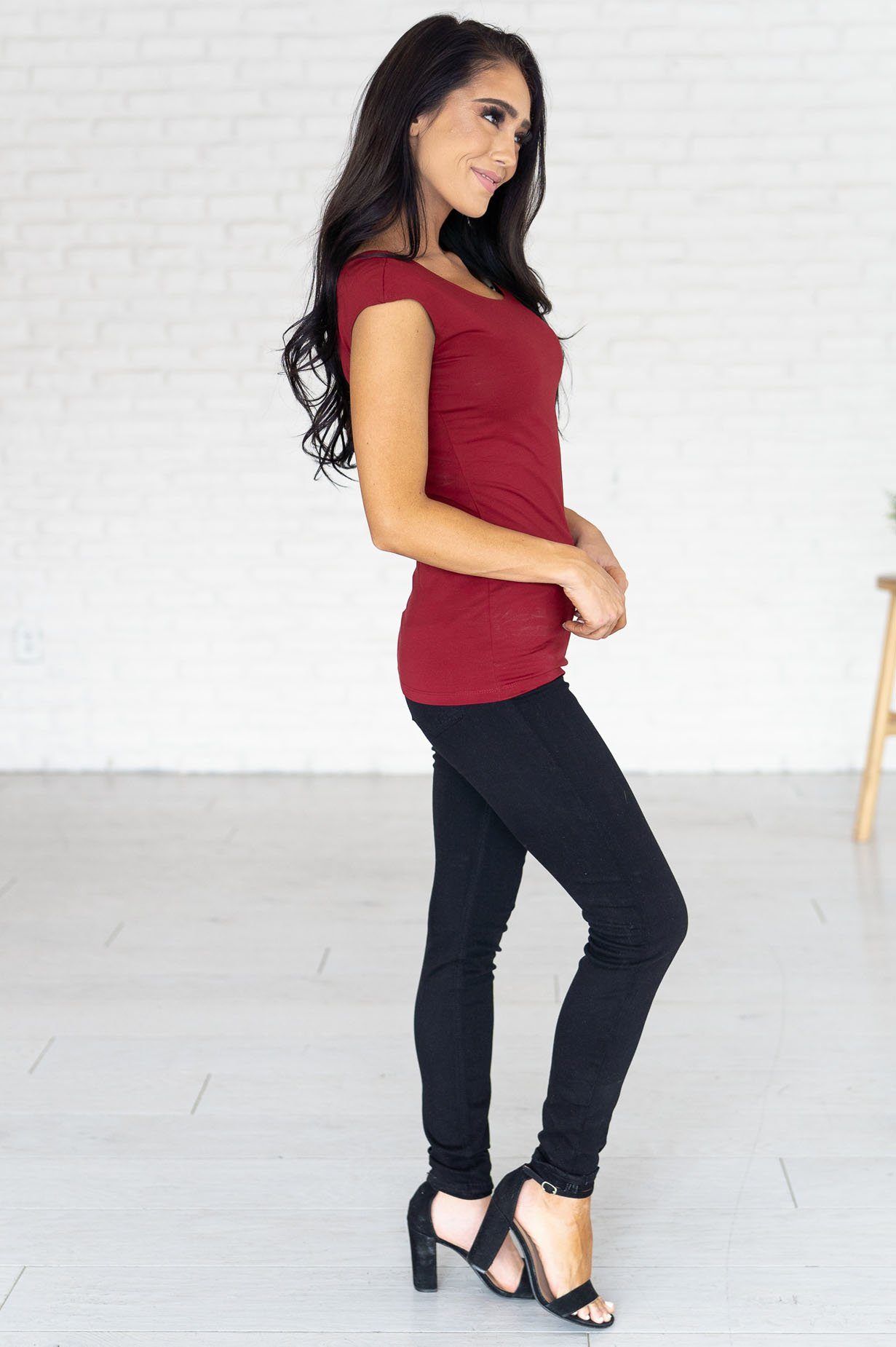 Cap Sleeve Modest Layering Tee Tops vendor-unknown