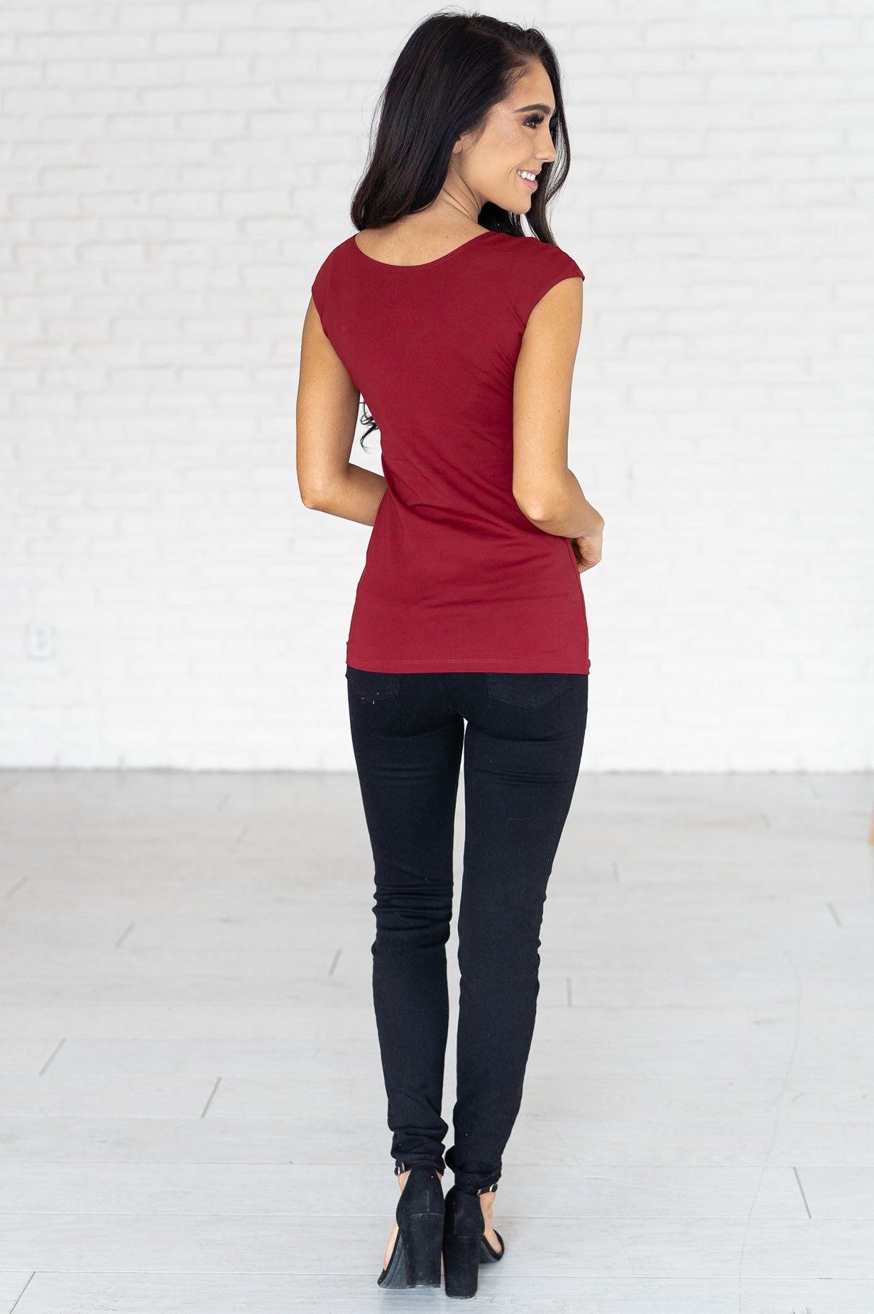 Cap Sleeve Modest Layering Tee Tops vendor-unknown