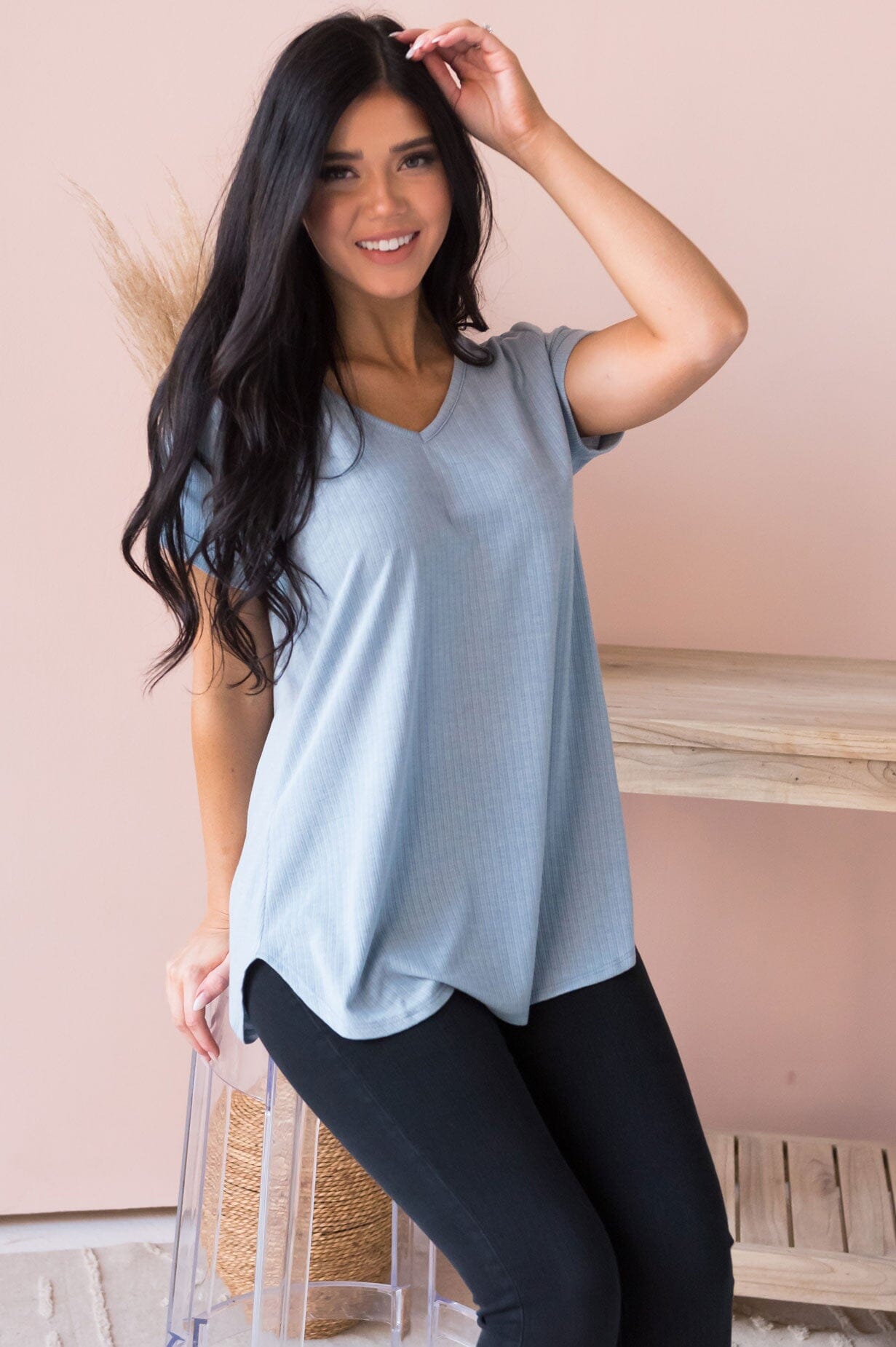Your Favorite Ribbed Modest Tee NeeSee's Dresses
