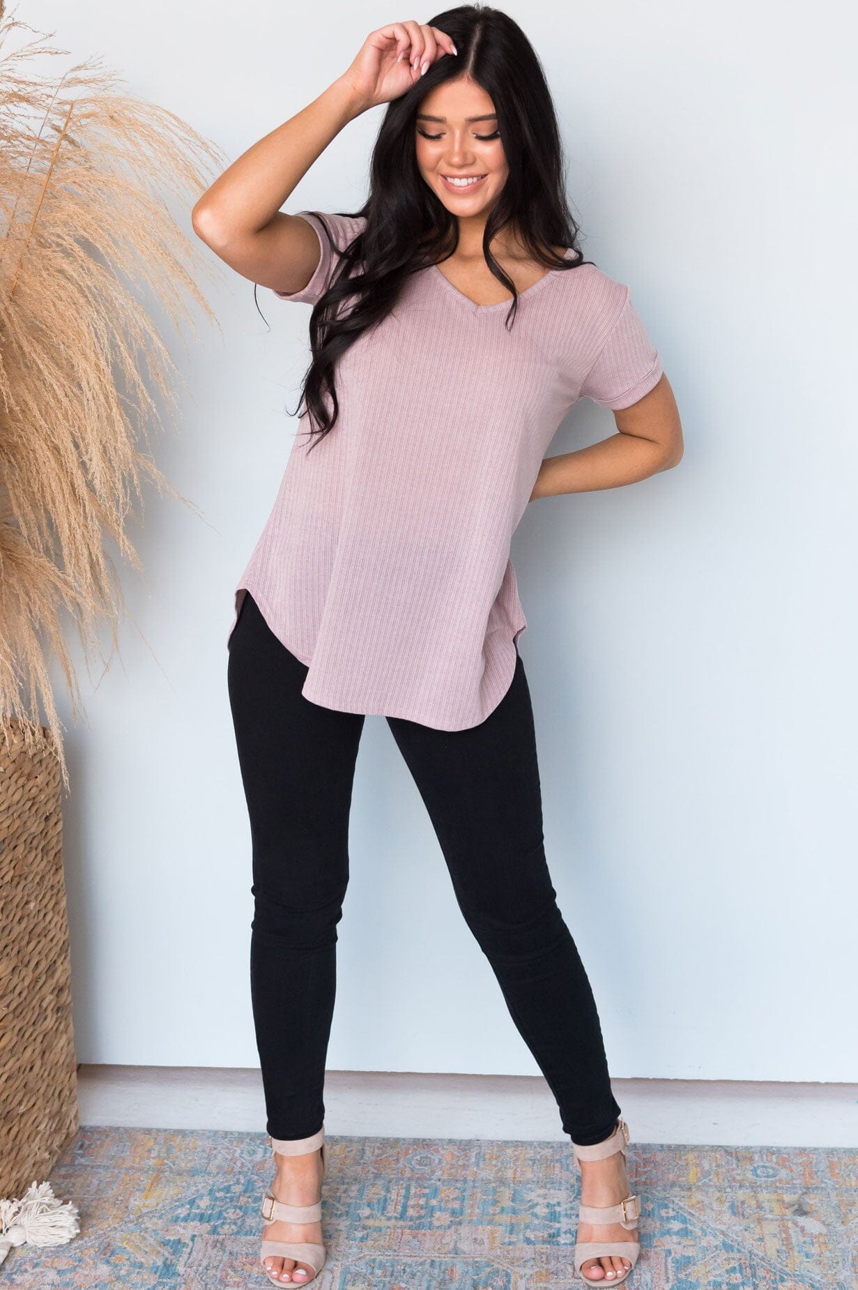 Your Favorite Ribbed Modest Tee NeeSee's Dresses