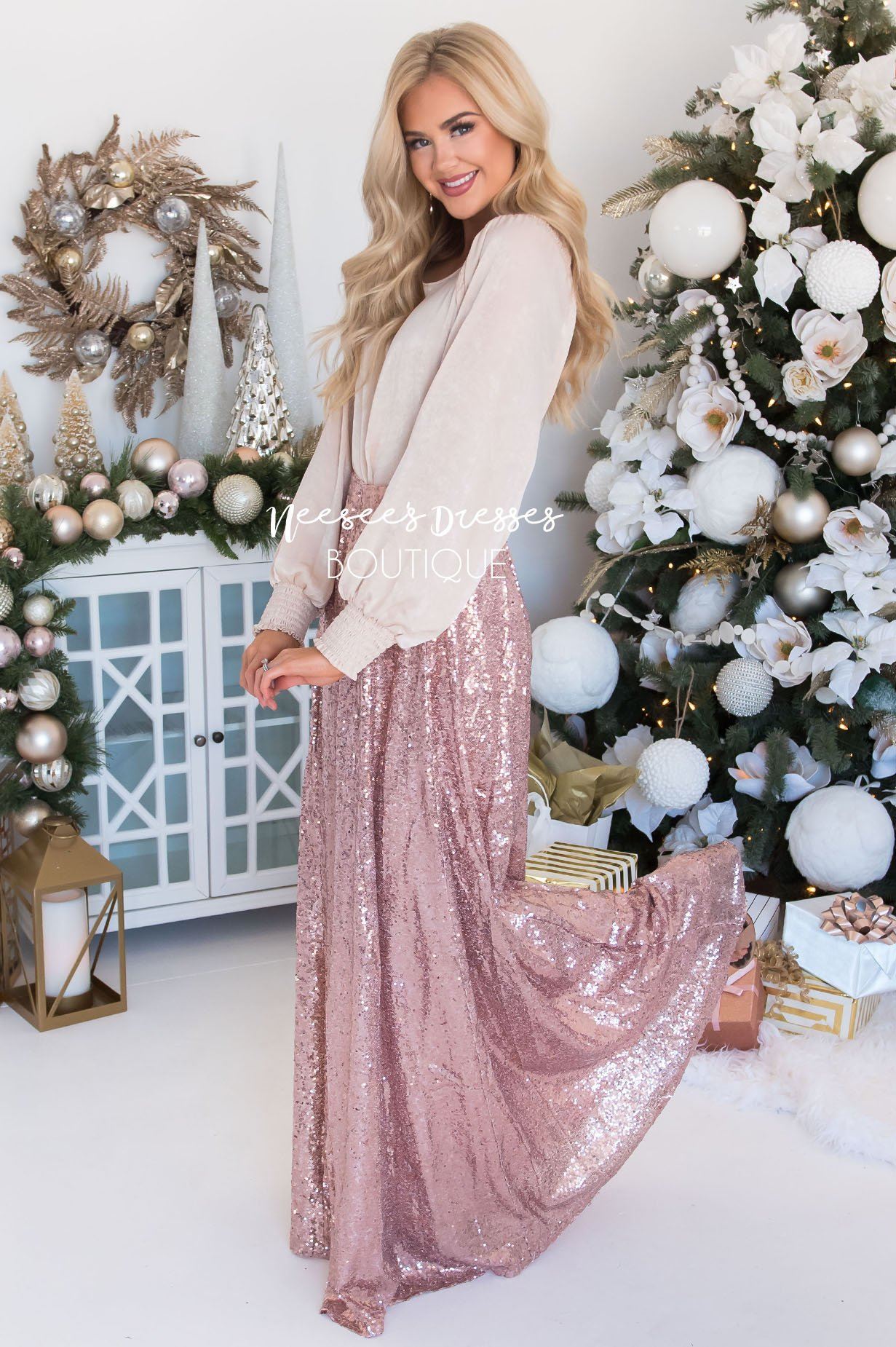 Stunning Sequin Maxi Skirt Modest Dresses vendor-unknown