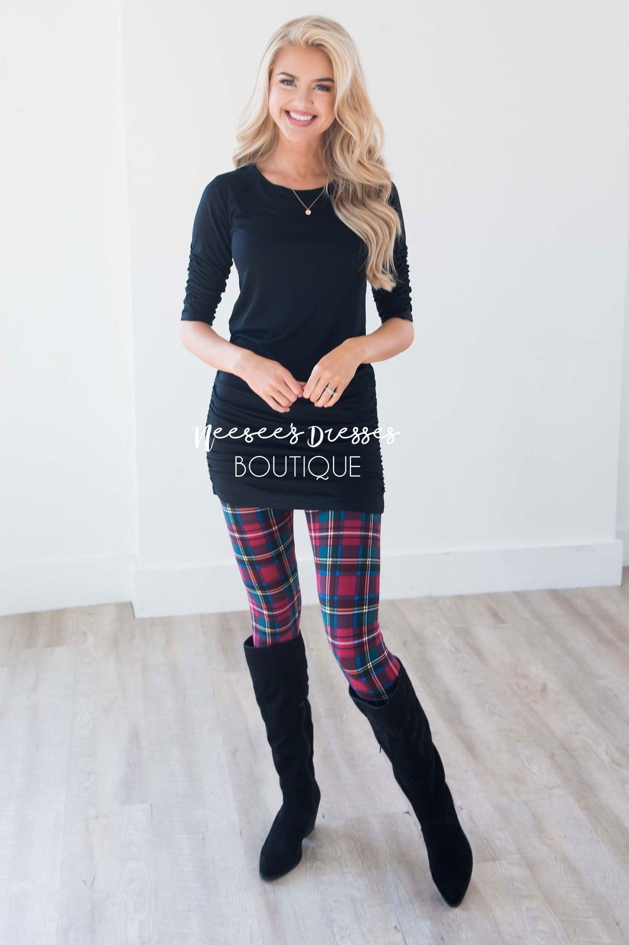 Side Ruche Tunic Tops vendor-unknown