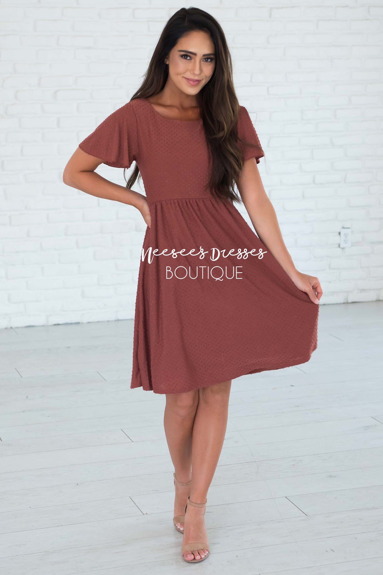 The Zoey Swiss Dot Modest Dresses vendor-unknown