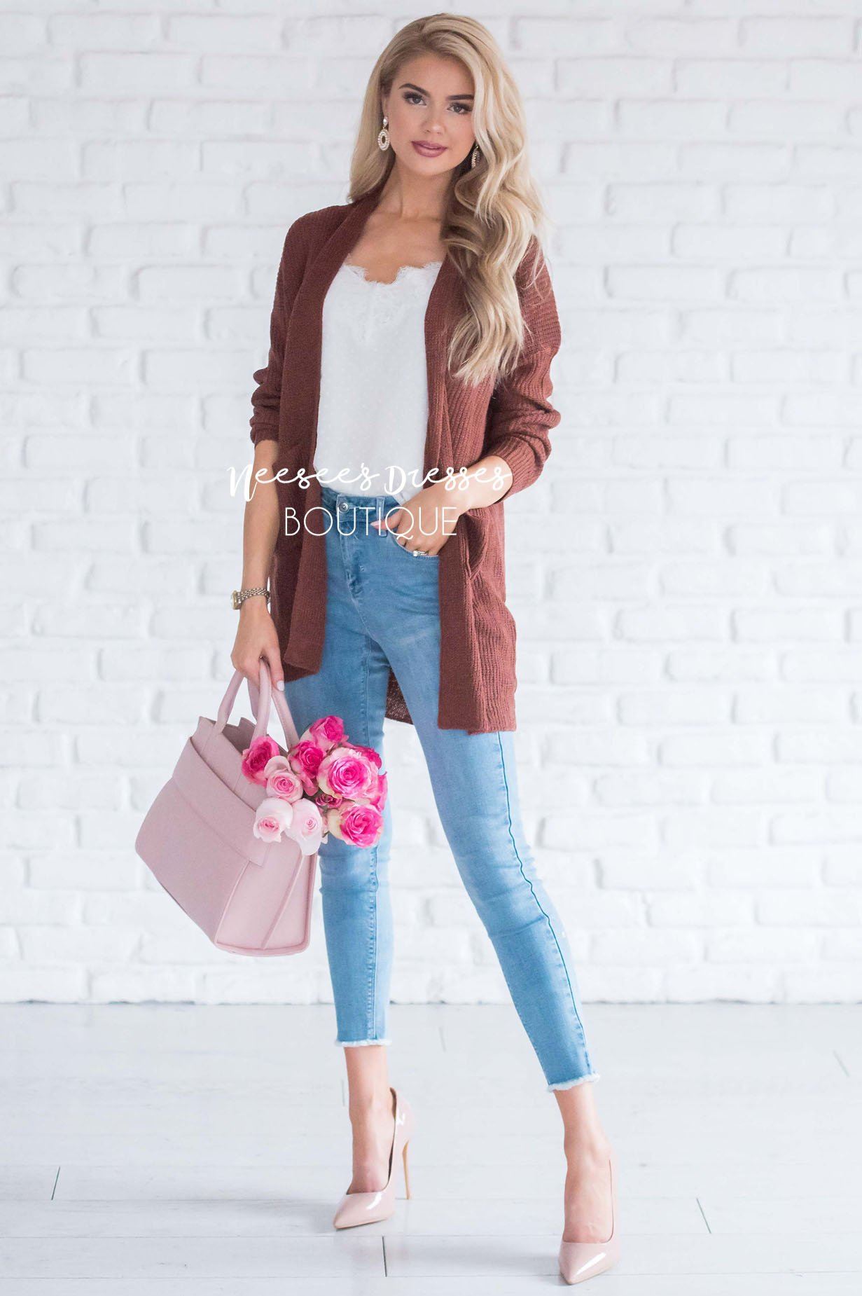 Knit Boyfriend Cardigan Tops vendor-unknown