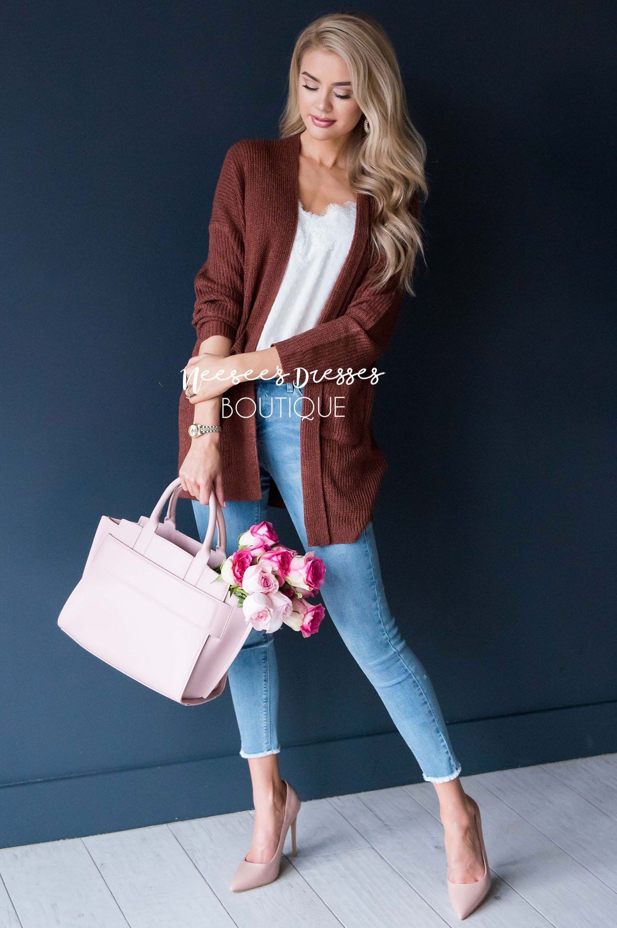 Knit Boyfriend Cardigan Tops vendor-unknown