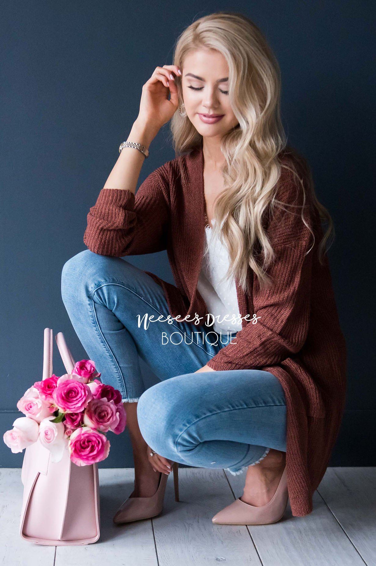 Knit Boyfriend Cardigan Tops vendor-unknown