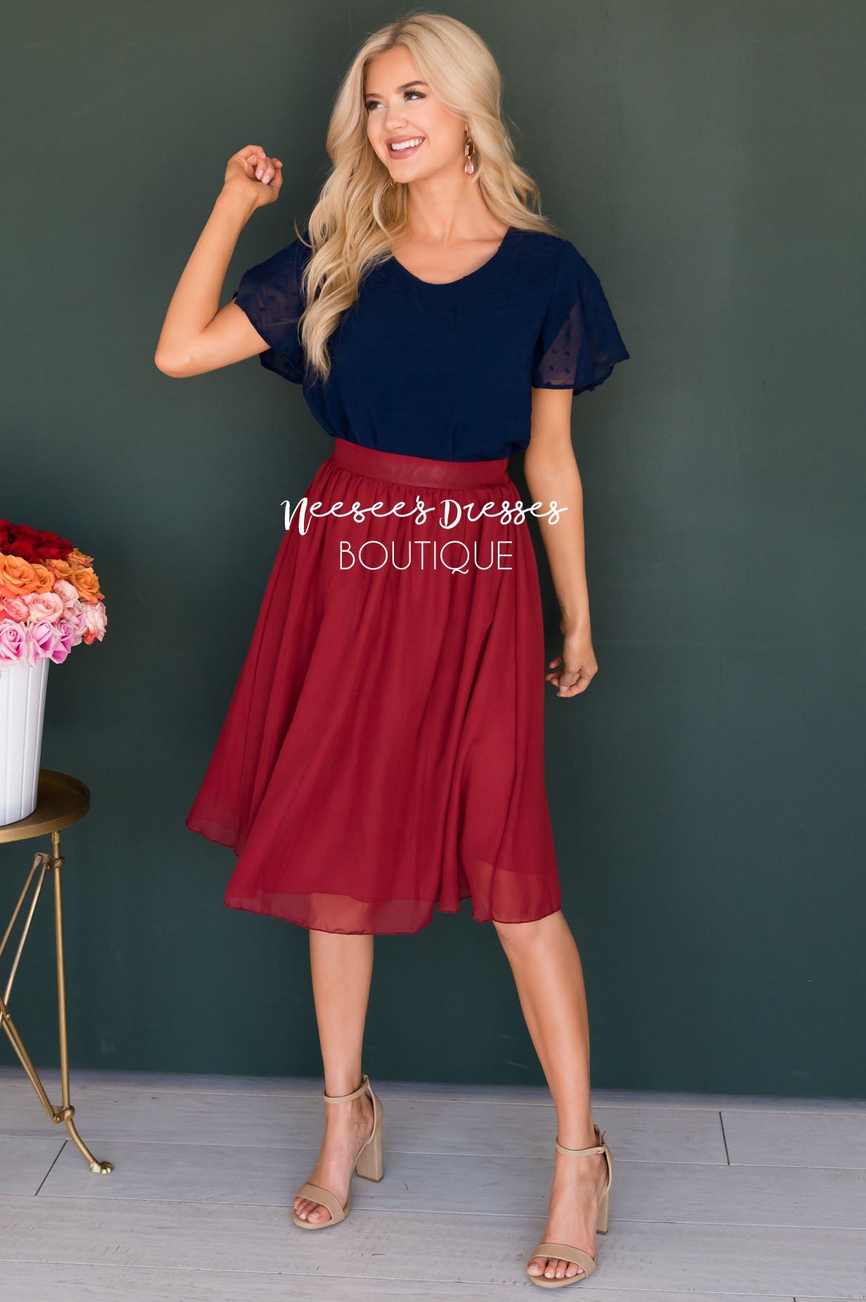 Deep Rust Chiffon Skirt Skirts vendor-unknown