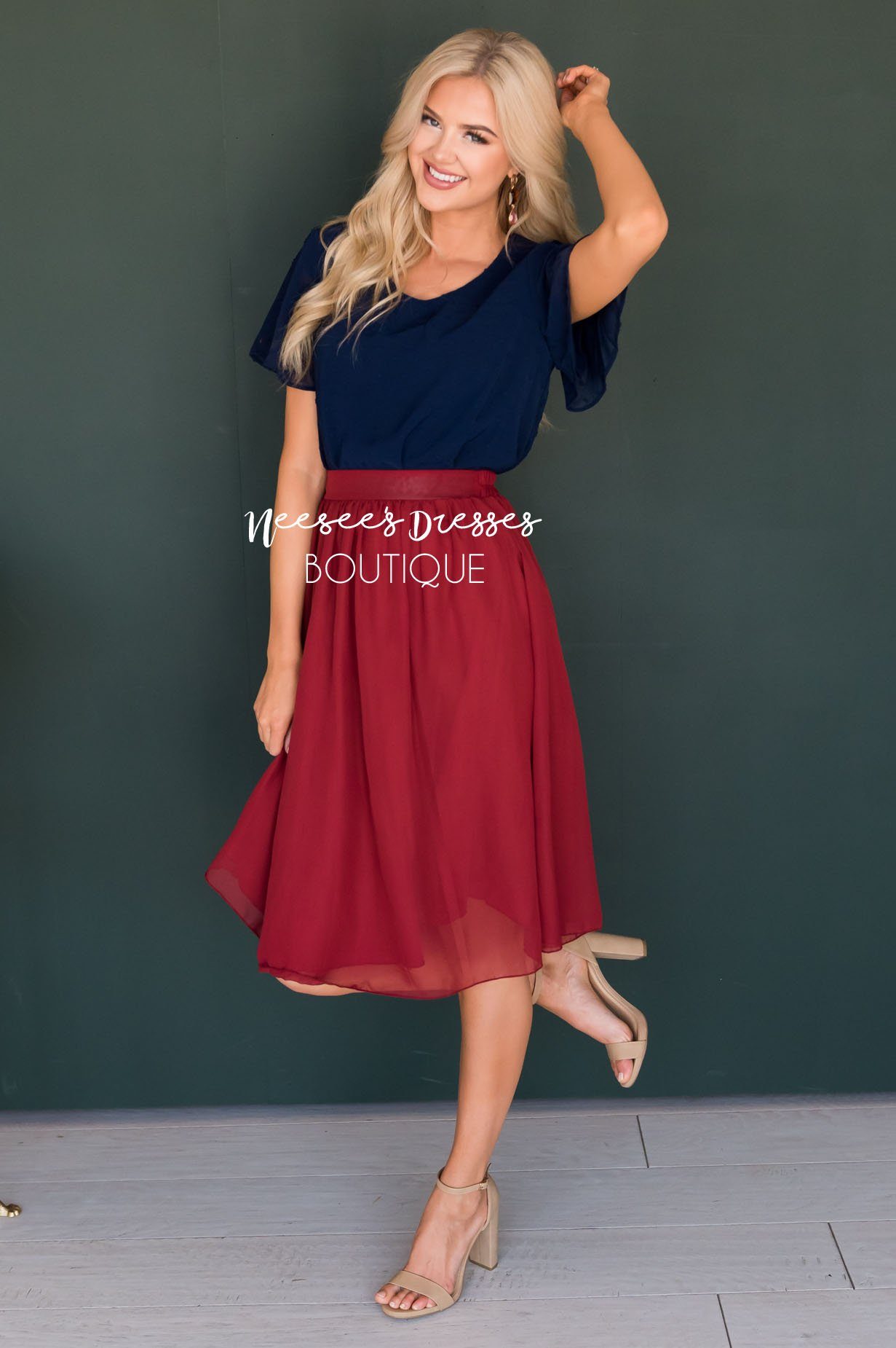 Deep Rust Chiffon Skirt Skirts vendor-unknown