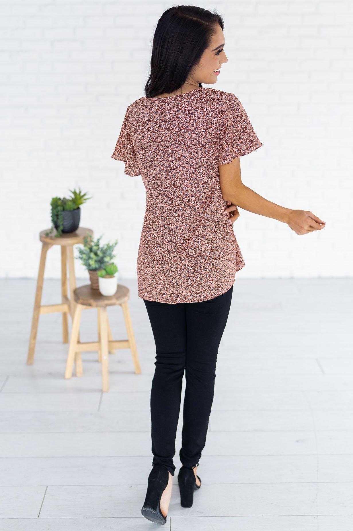 Ditzy Floral Modest Blouse Tops vendor-unknown
