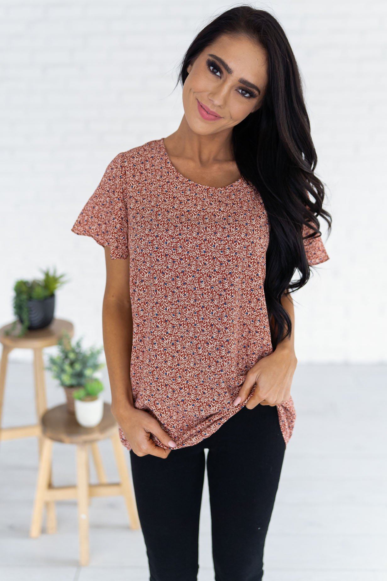 Ditzy Floral Modest Blouse Tops vendor-unknown