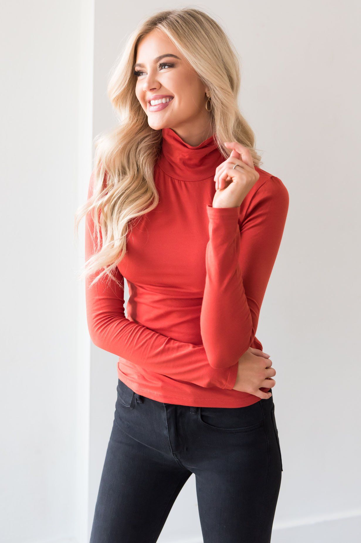 Get Close To Me Modest Turtleneck Tops vendor-unknown