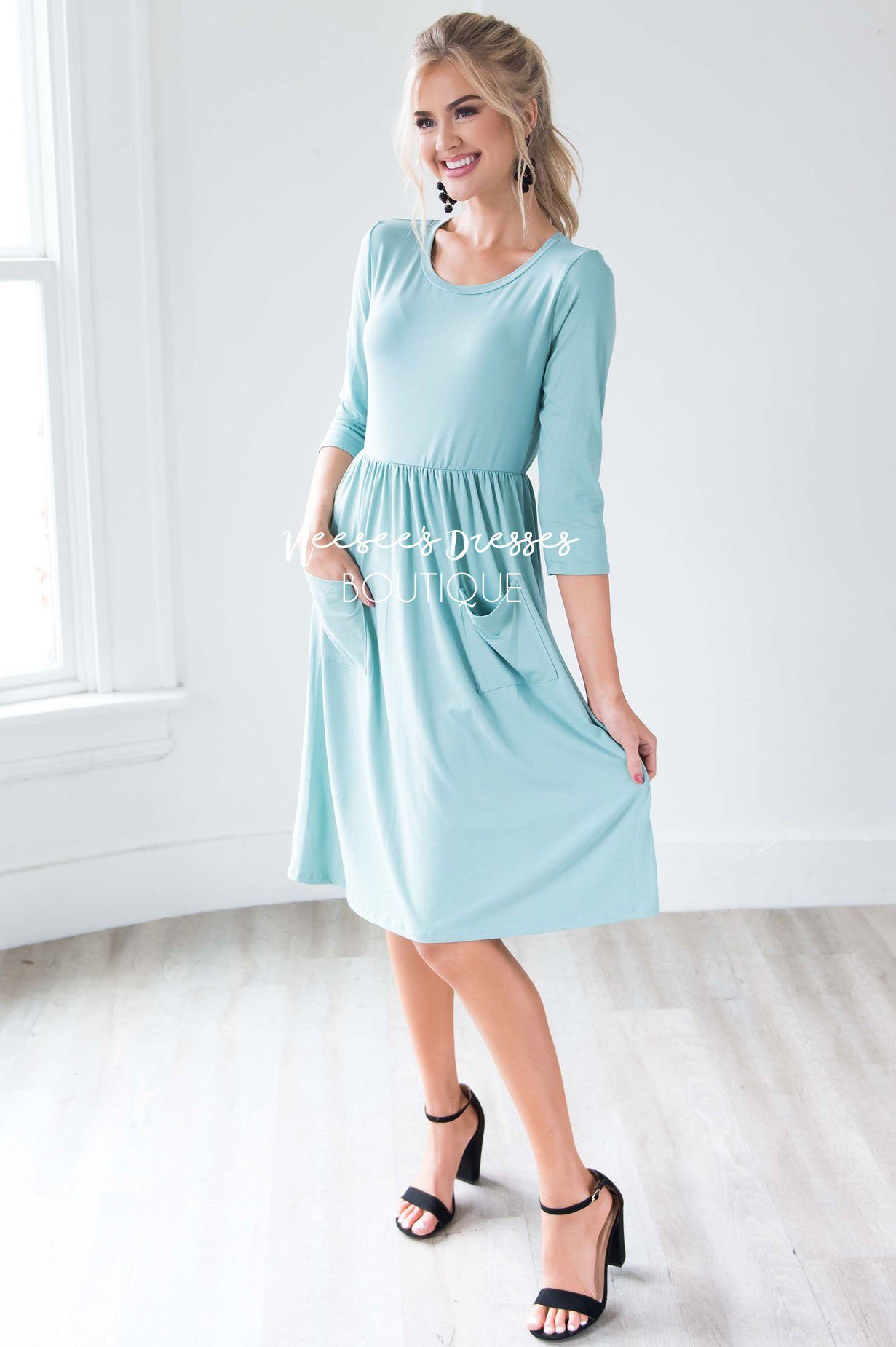 The Poppy 3/4 Length Sleeves Modest Dresses vendor-unknown