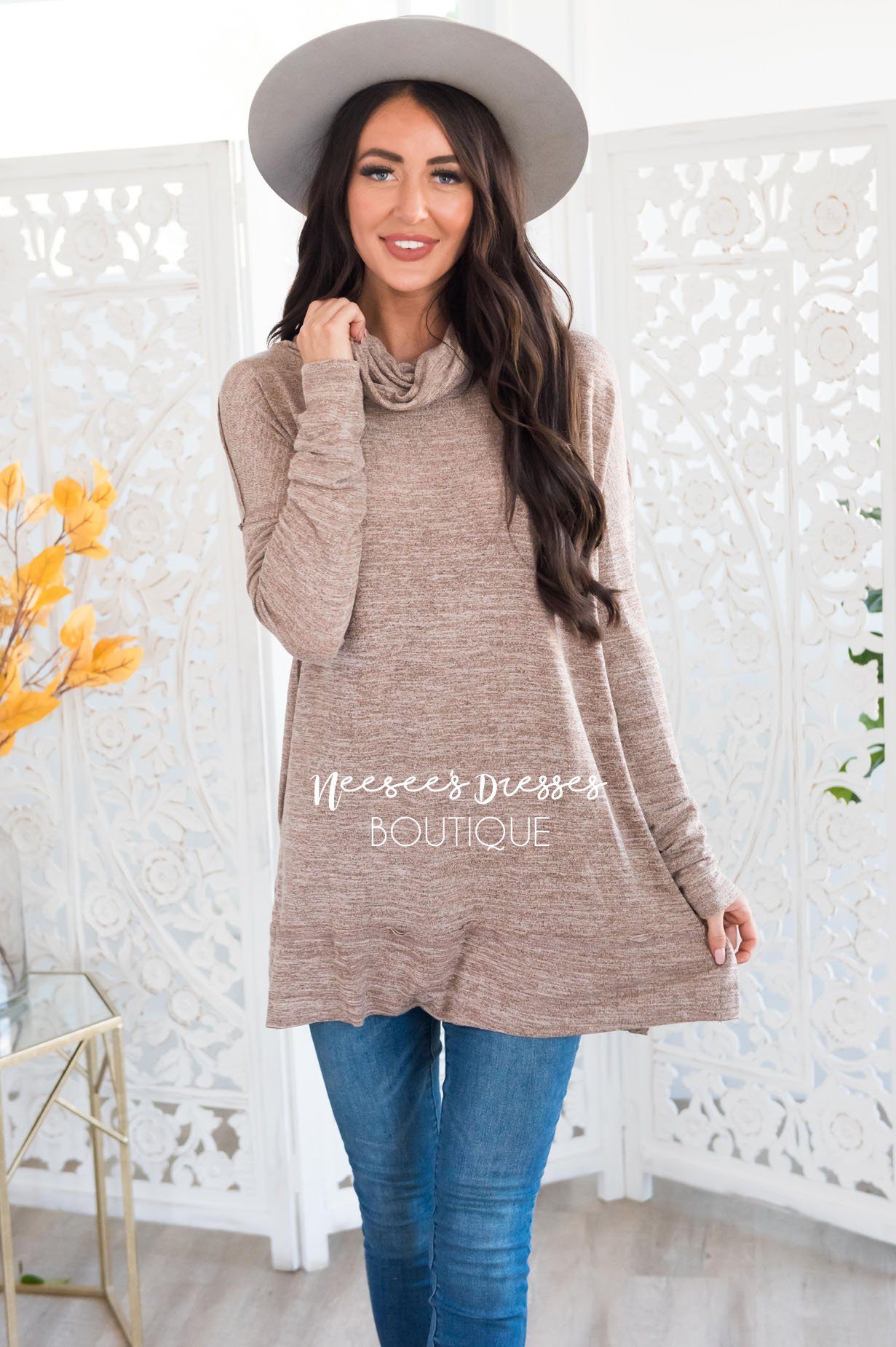 Sheer Modest Cowl Neck Tunic Modest Dresses vendor-unknown