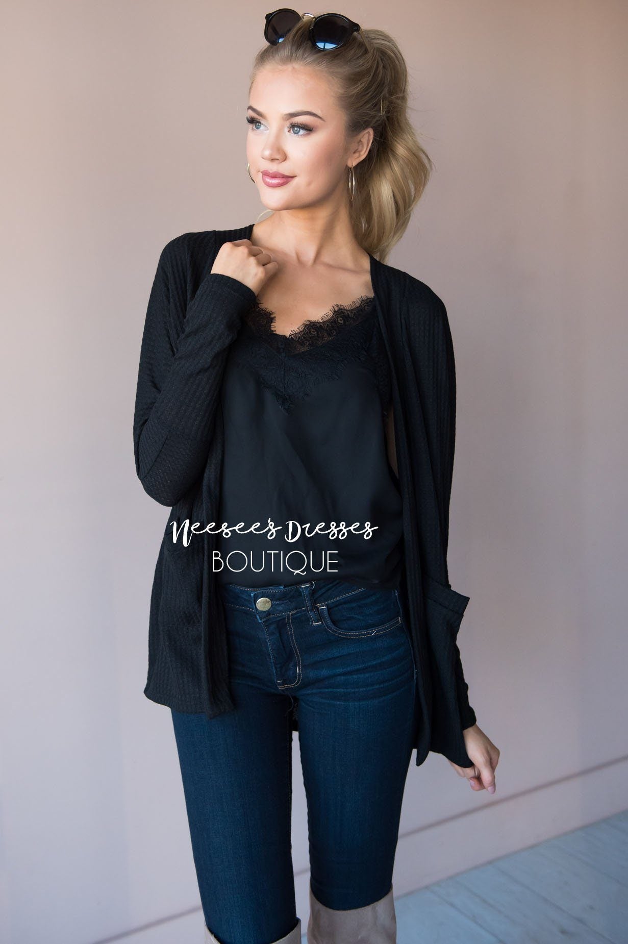 Shine Bright Thermal Cardigan Tops vendor-unknown