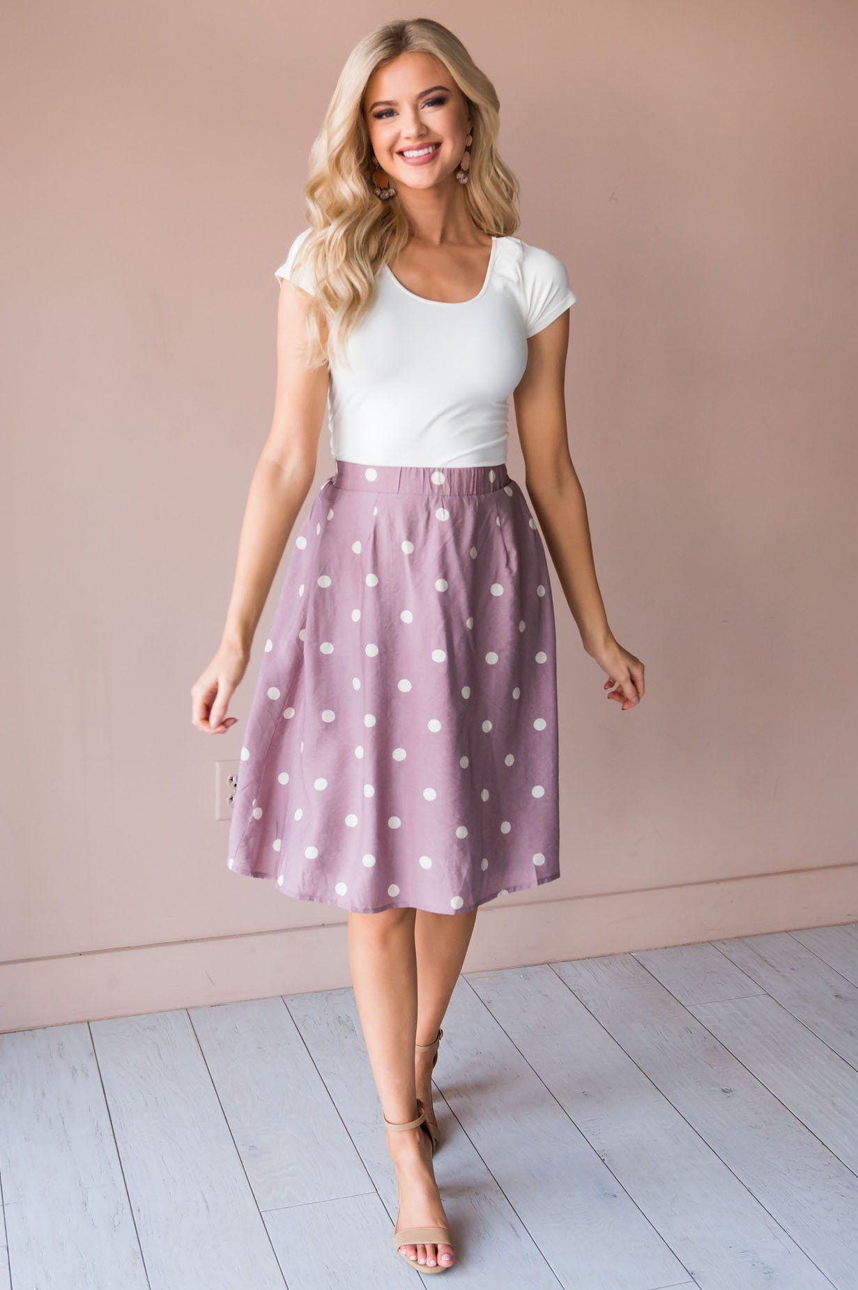 Classic Polka Dots Modest Skirt Skirts vendor-unknown