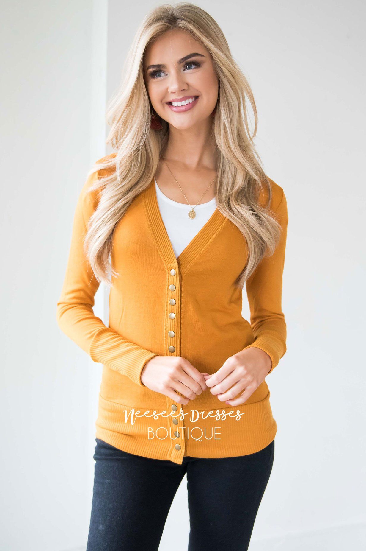 Snap Up Button Cardigan Tops vendor-unknown
