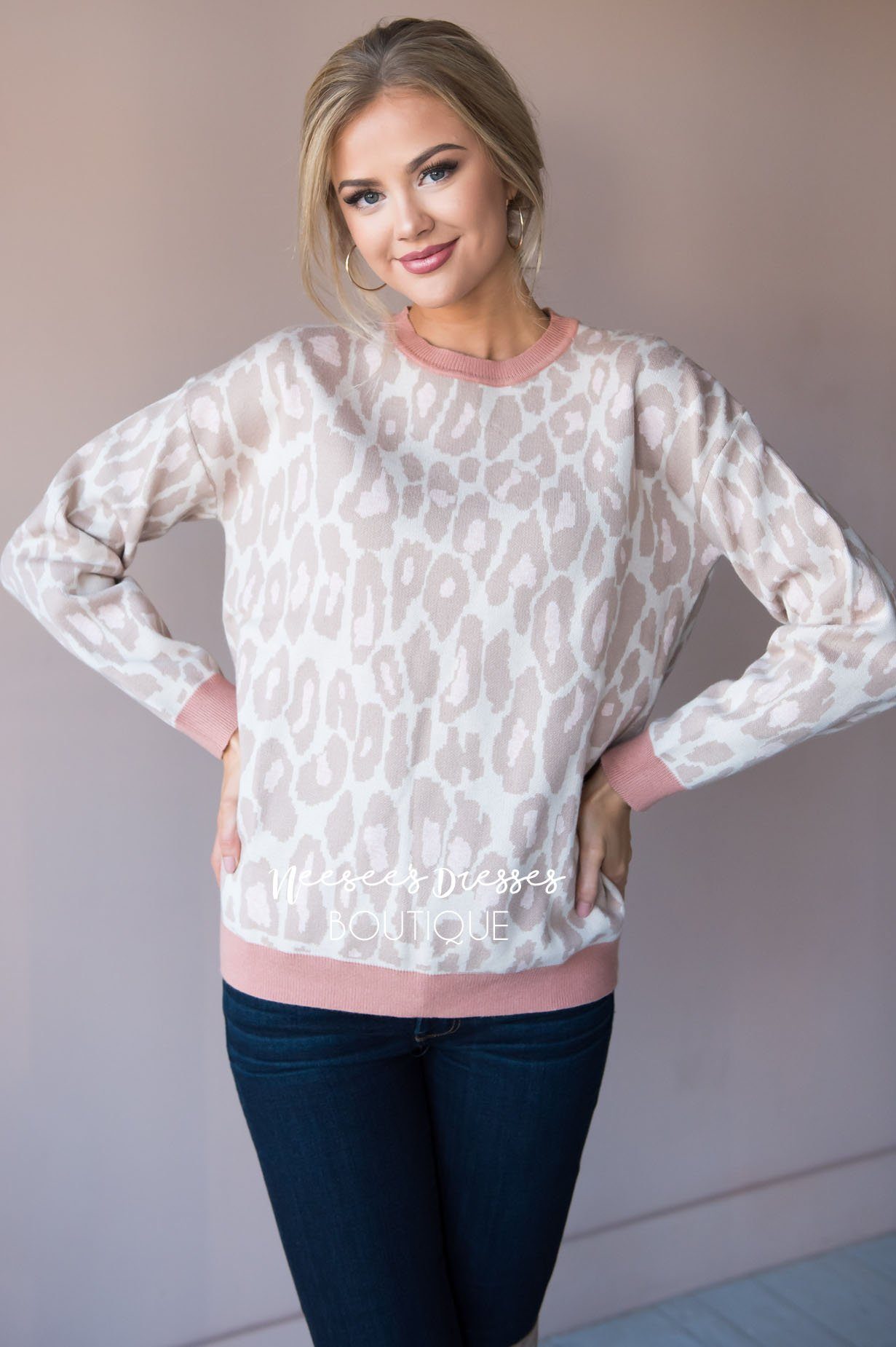 Stand By Me animal print sweater Tops vendor-unknown