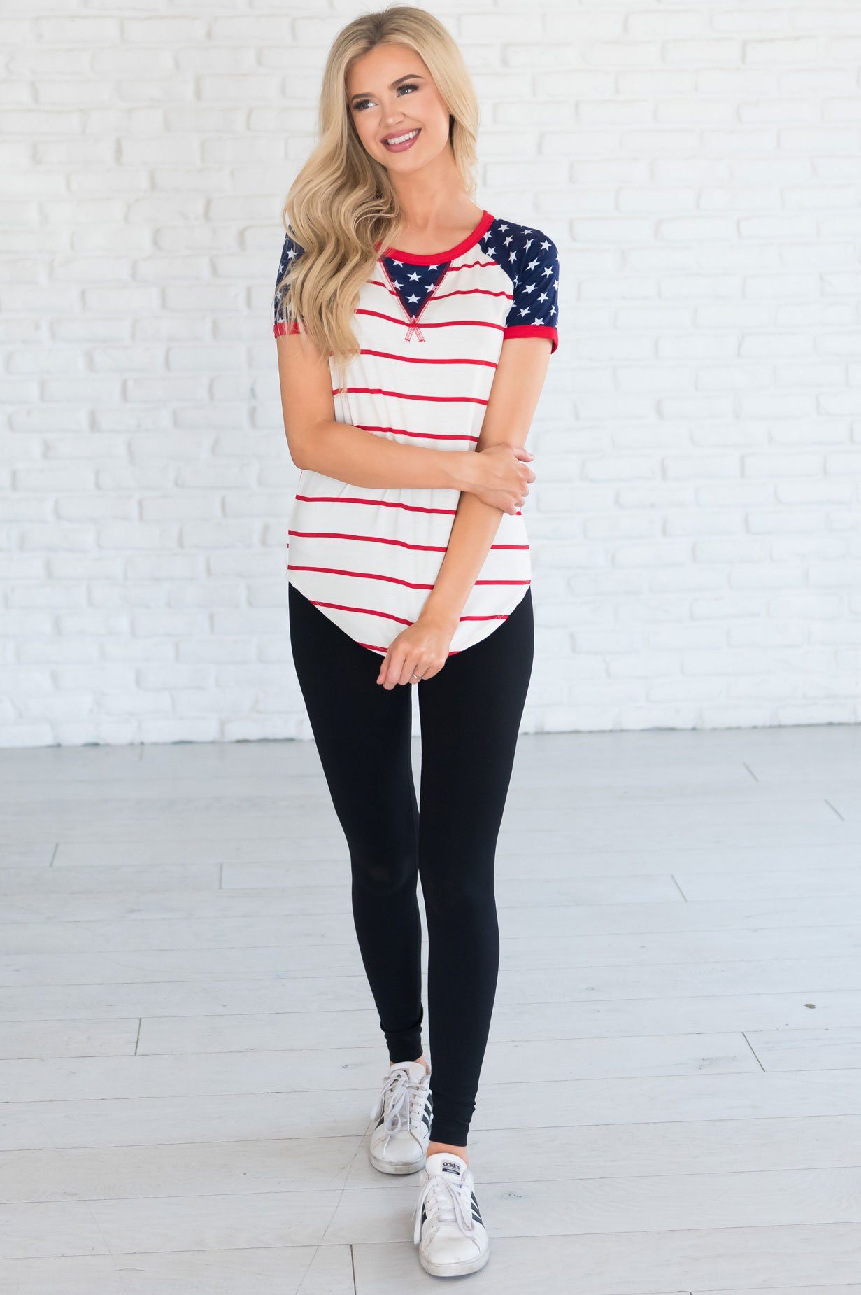 Stripes & Stars Modest Tee Modest Dresses vendor-unknown