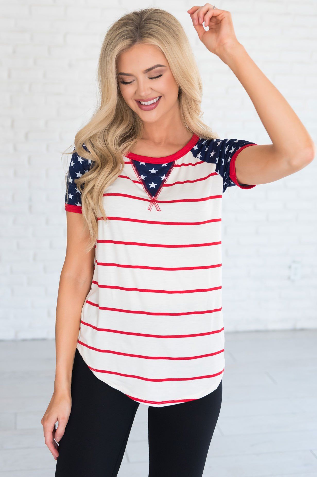 Stripes & Stars Modest Tee Modest Dresses vendor-unknown