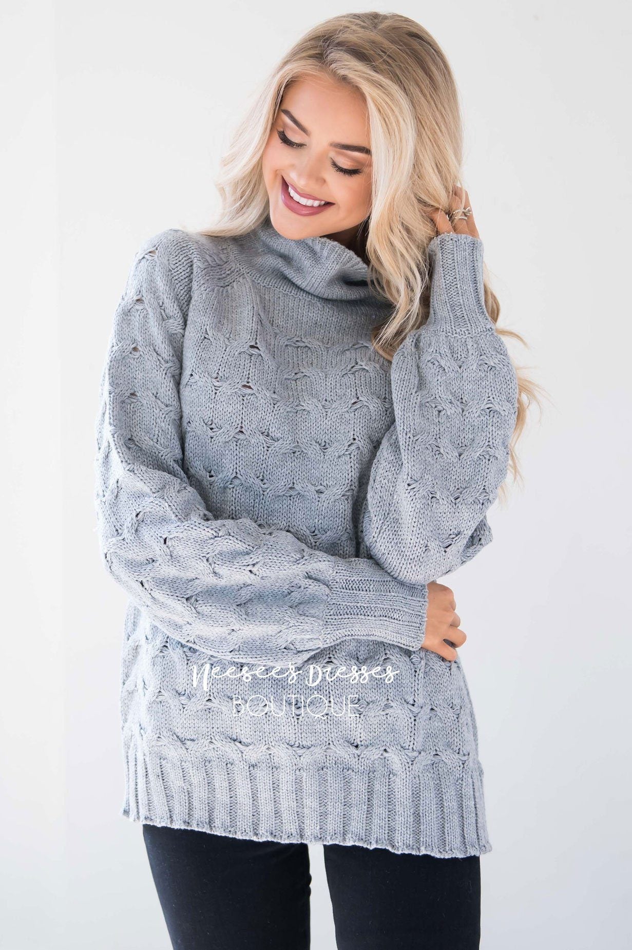 Ski Mountain Gray Chunky Sweater Tops vendor-unknown