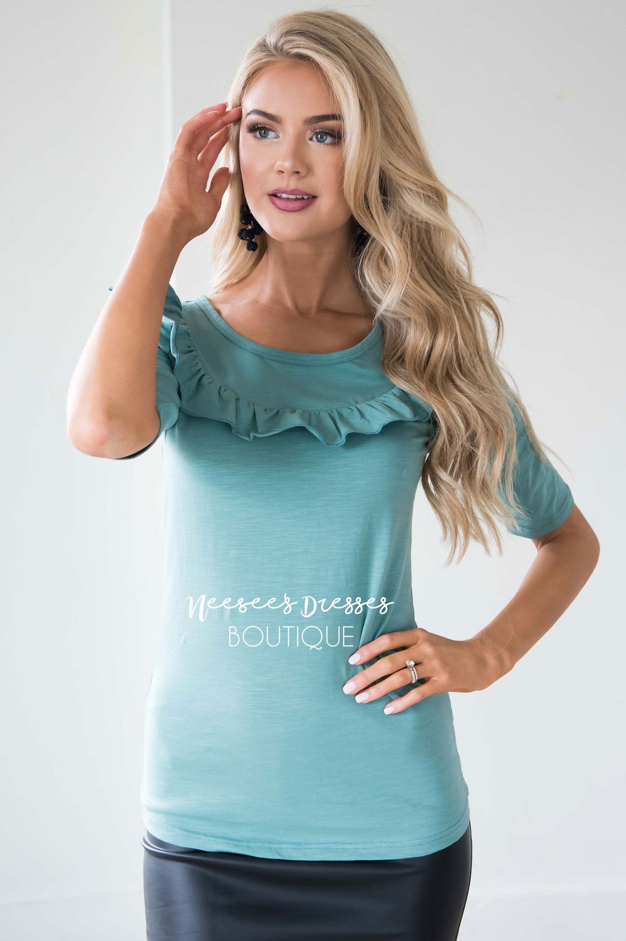 Let's Get Lost Ruffle Blouse Tops vendor-unknown