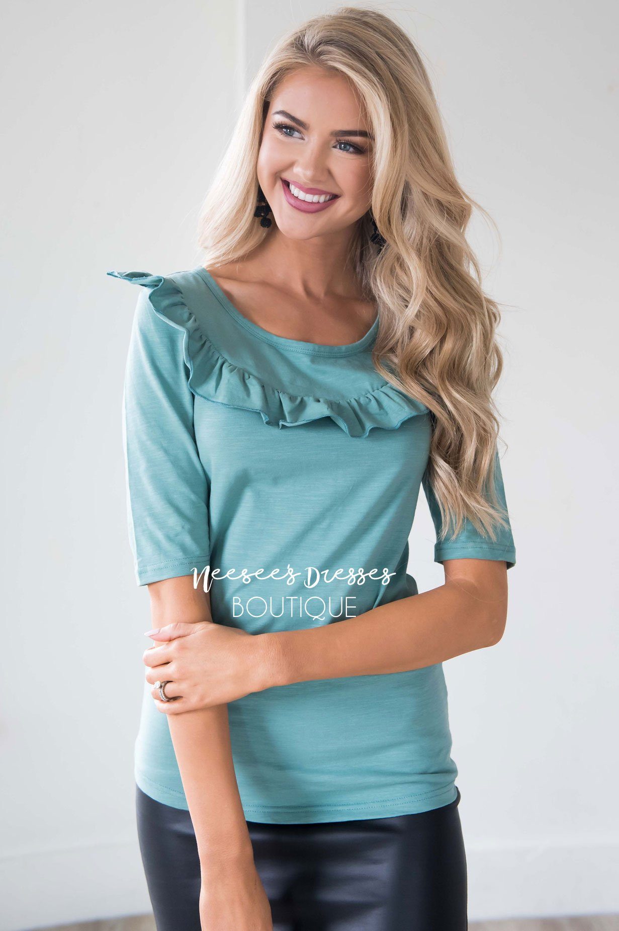 Let's Get Lost Ruffle Blouse Tops vendor-unknown