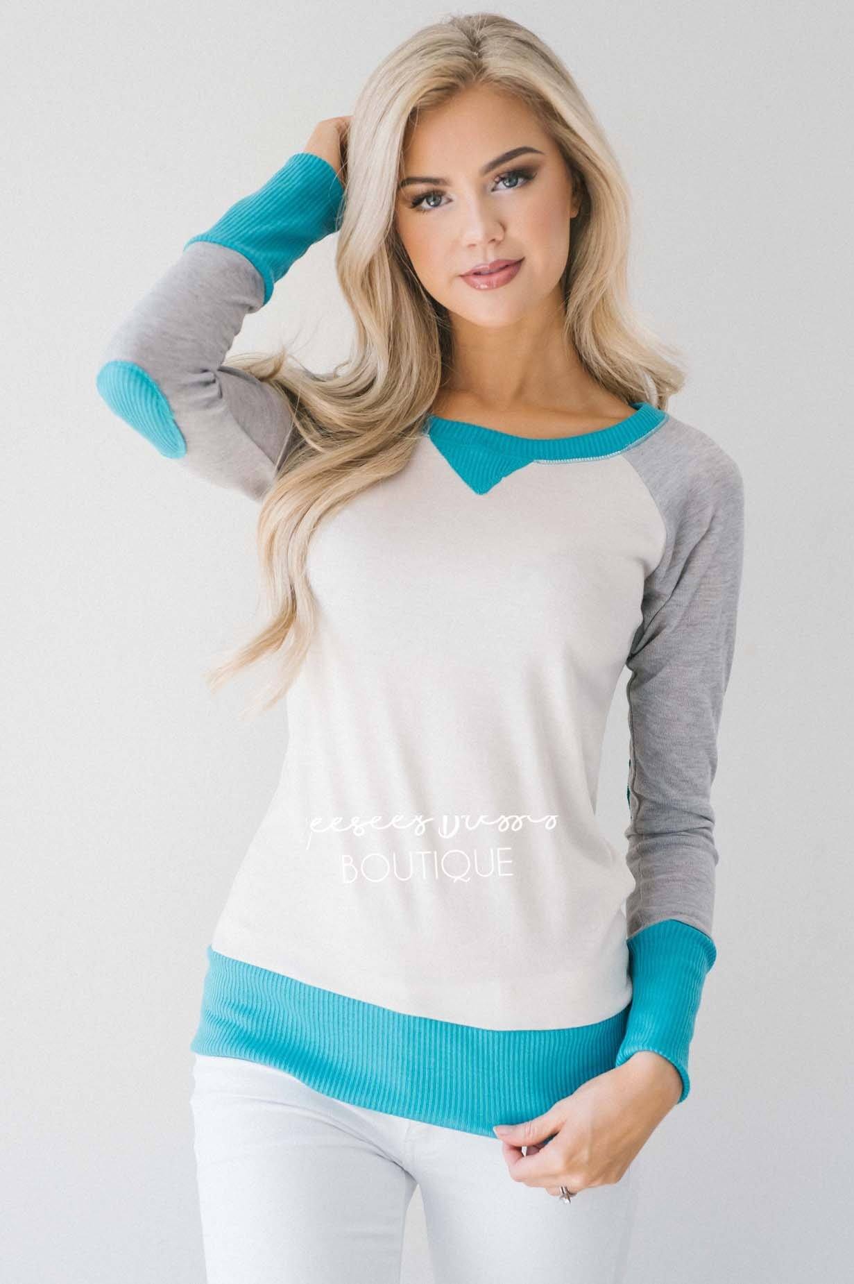 Bright & Bold Elbow Patch Sweater Tops vendor-unknown