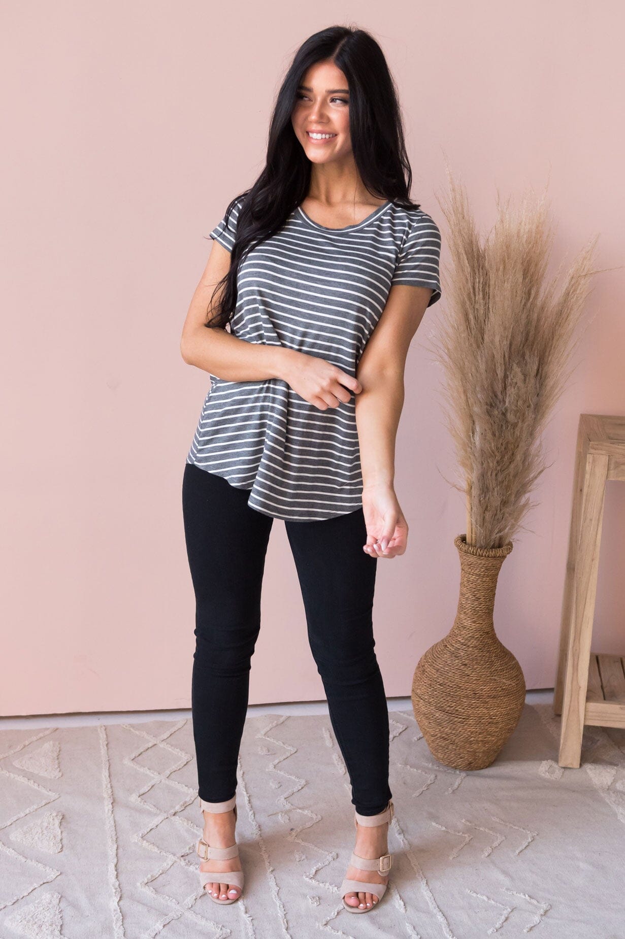 Casual Stripes Modest Tee NeeSee's Dresses