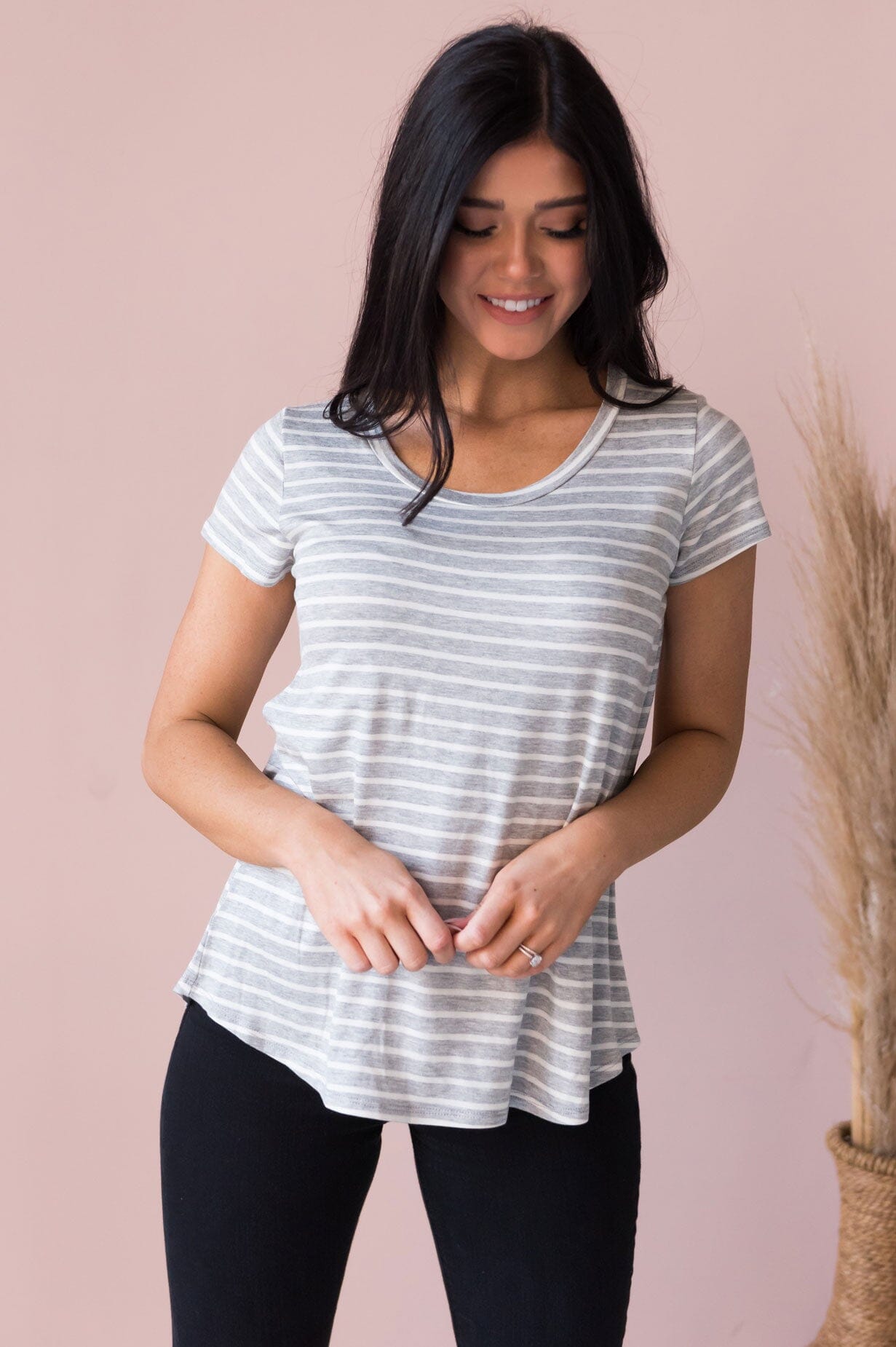 Casual Stripes Modest Tee NeeSee's Dresses