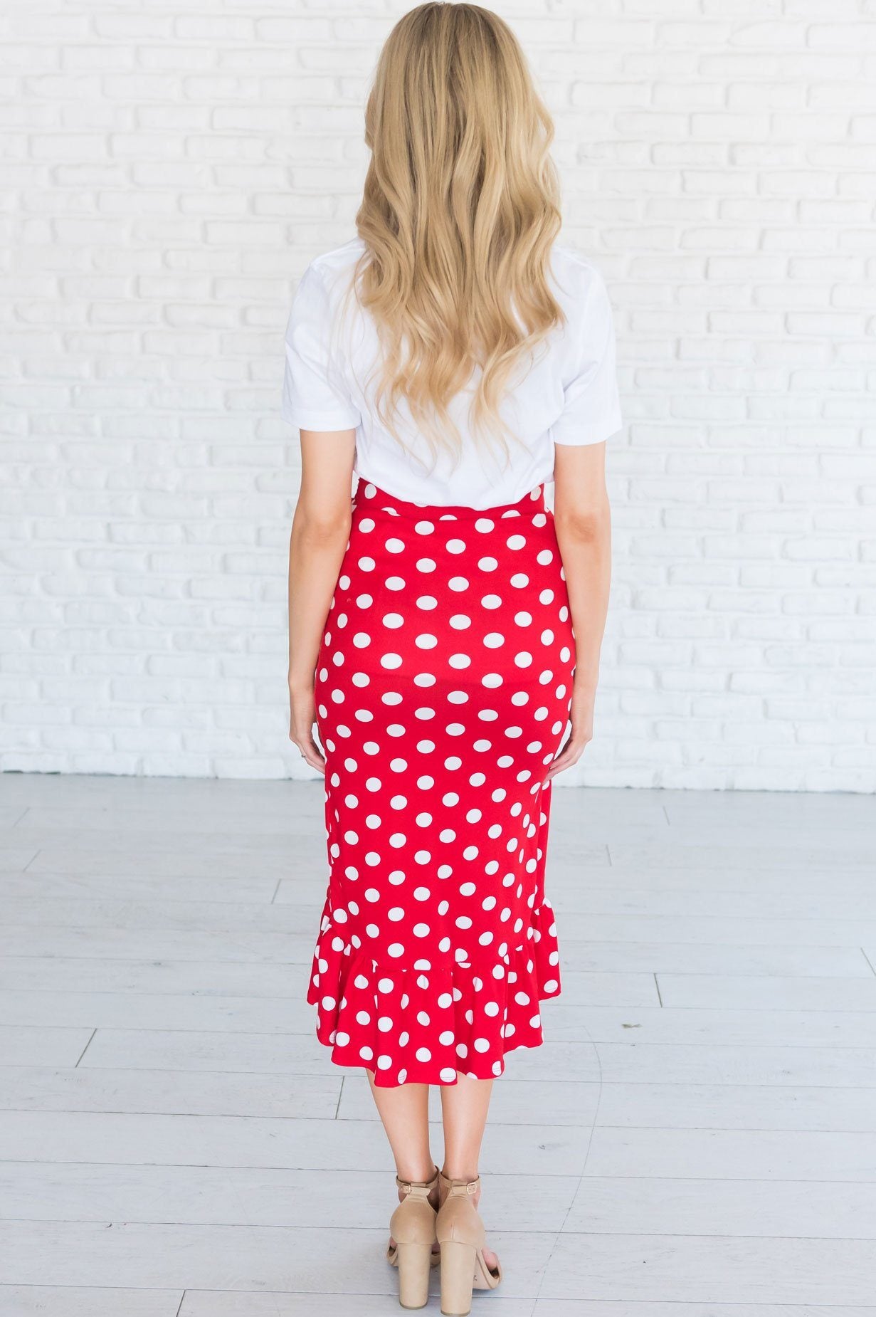 Home of the Lovely Tie Front Ruffle skirt Modest Dresses vendor-unknown