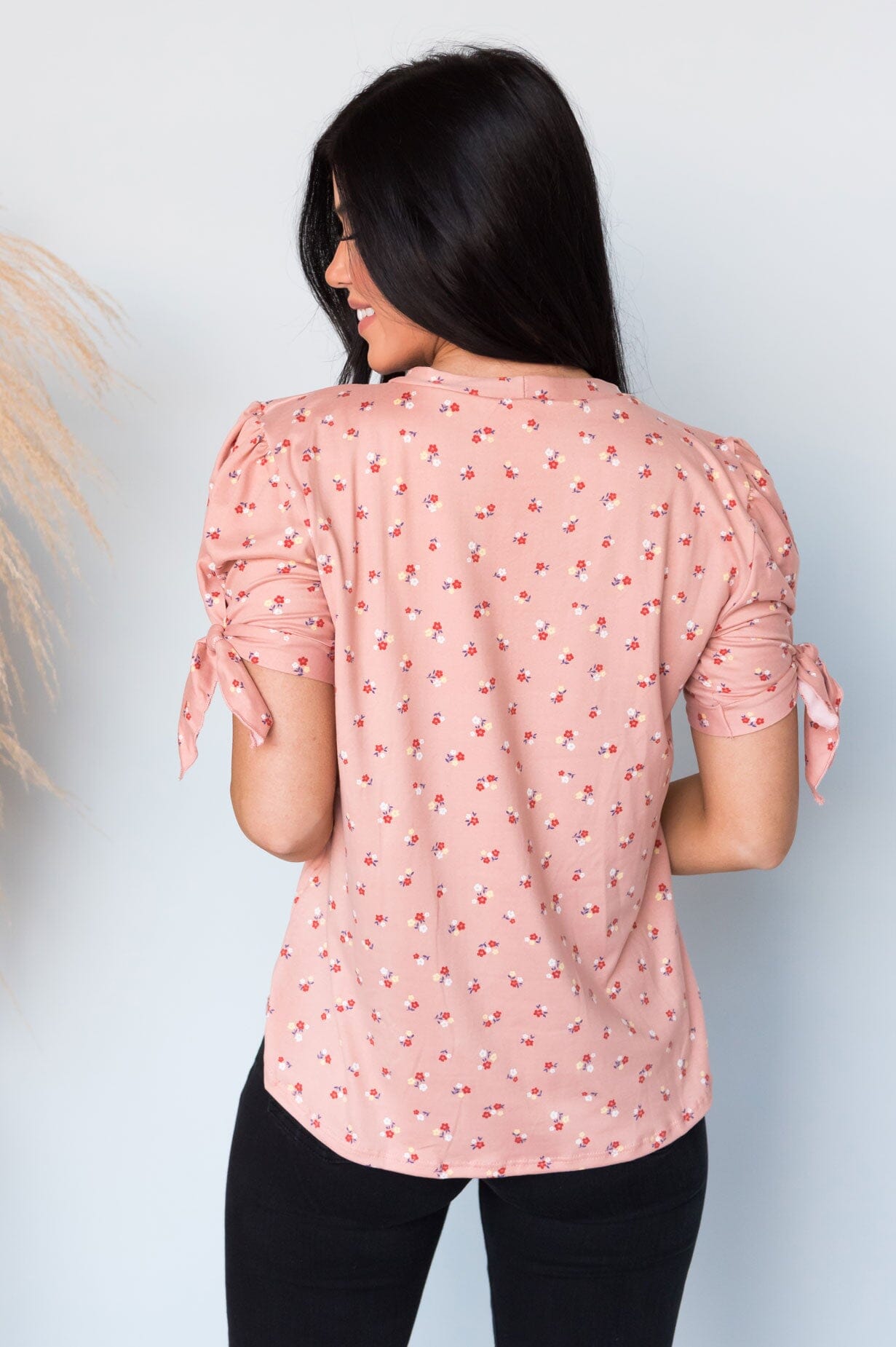 Ditsy Floral Tie Sleeve Modest Top NeeSee's Dresses