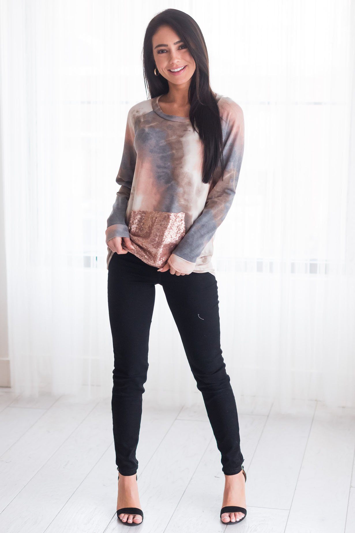 Cheer Filled Modest Tie Dye Top Tops vendor-unknown