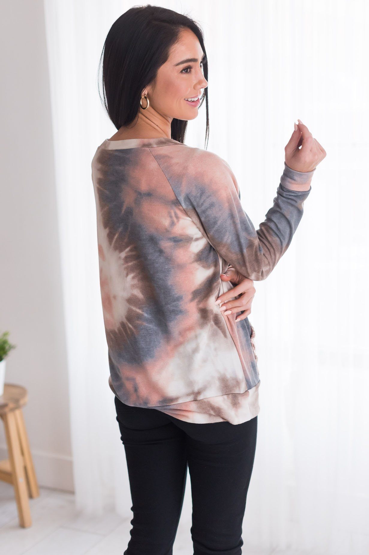 Cheer Filled Modest Tie Dye Top Tops vendor-unknown