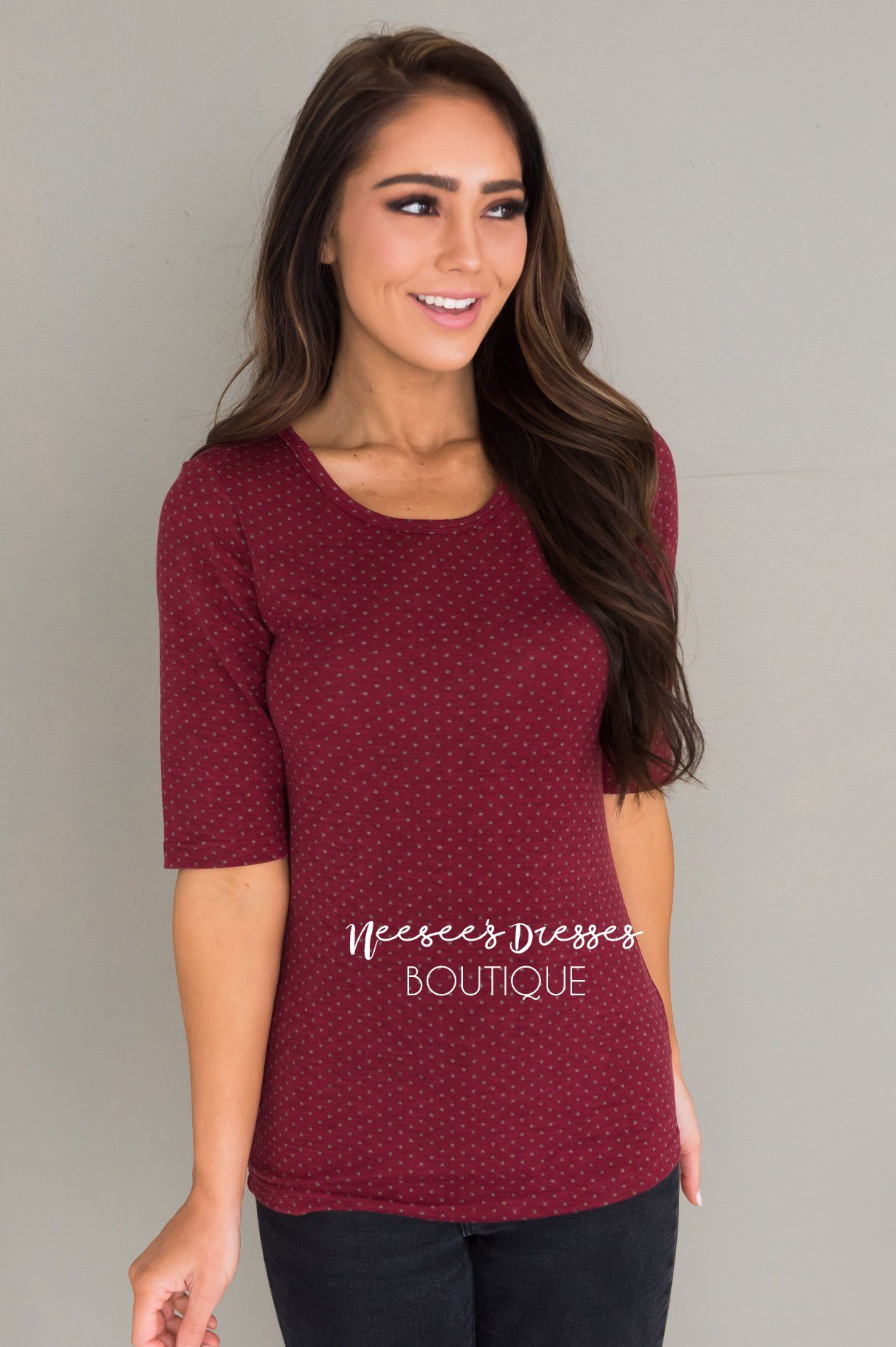 Polka Dot Half Sleeve Top Tops vendor-unknown