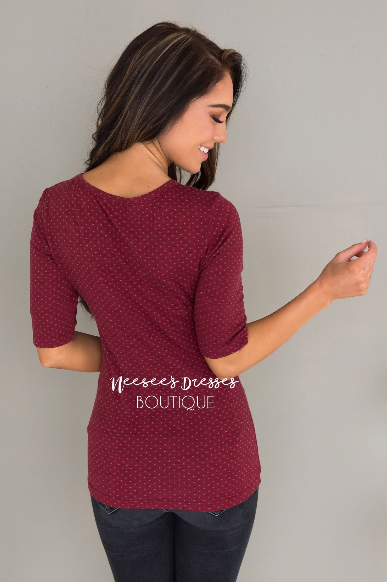 Polka Dot Half Sleeve Top Tops vendor-unknown