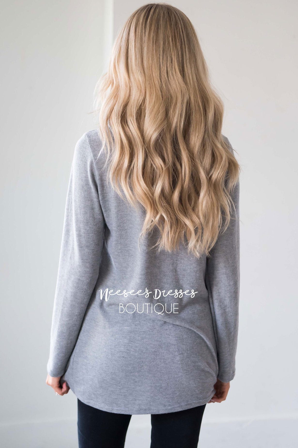 Button Detail Cowl Neck Tunic Tops vendor-unknown