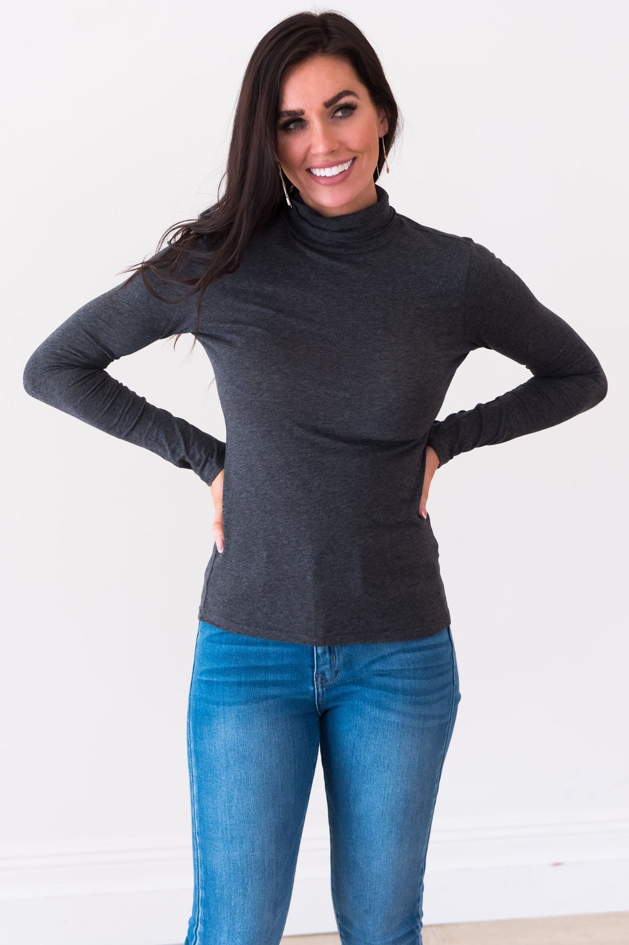 Get Close To Me Modest Turtleneck Tops vendor-unknown