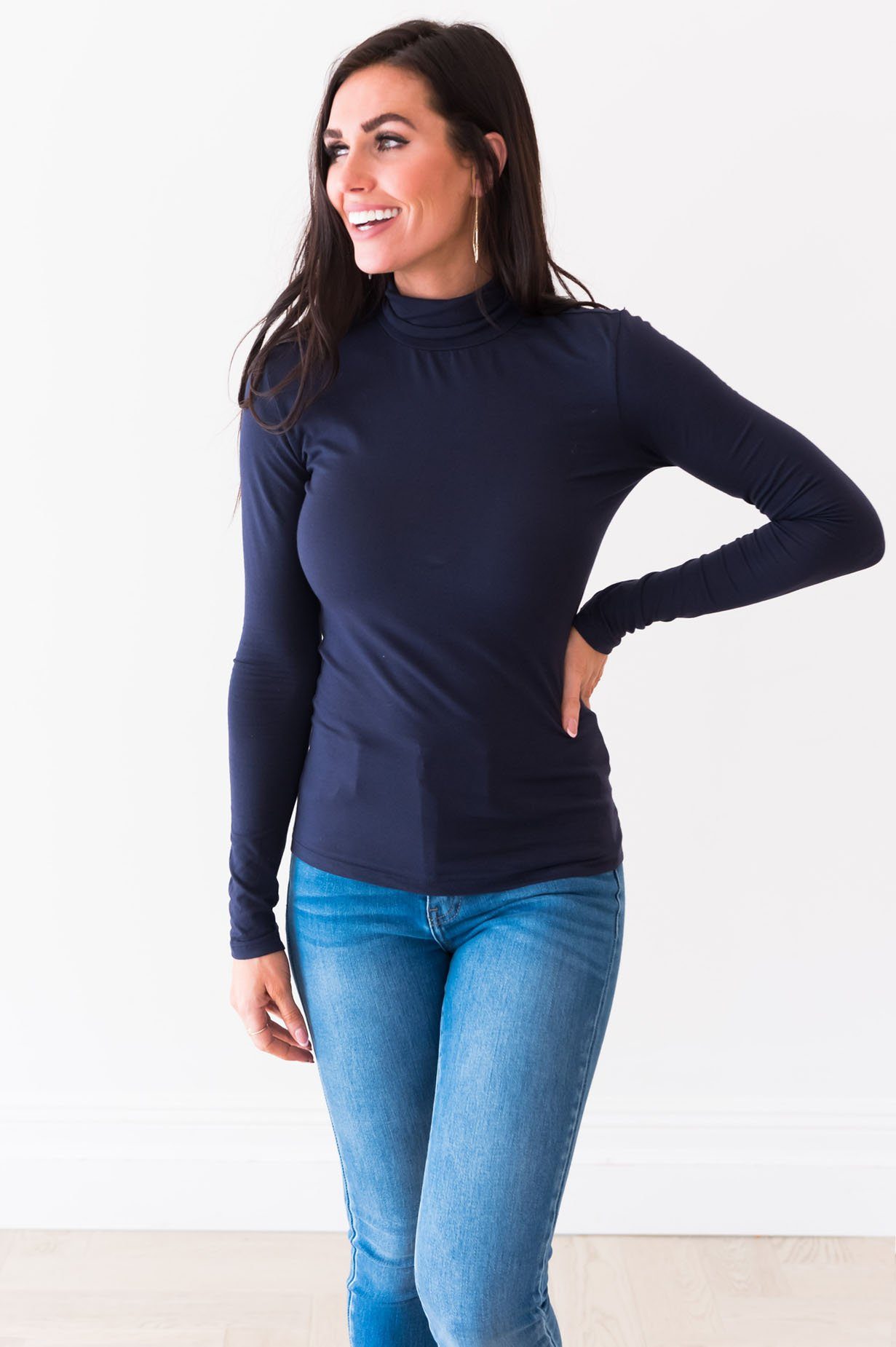 Get Close To Me Modest Turtleneck Tops vendor-unknown