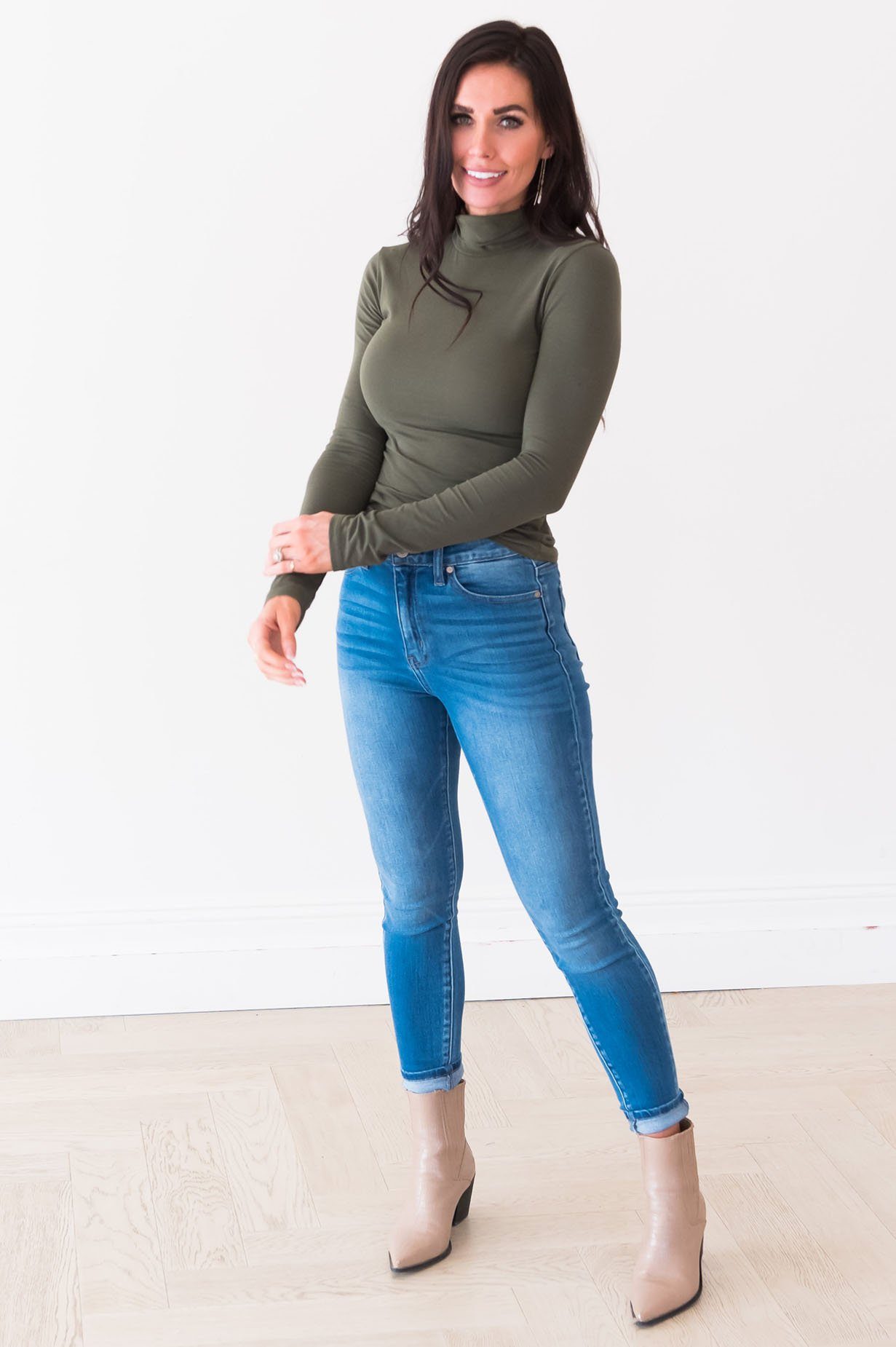 Get Close To Me Modest Turtleneck Tops vendor-unknown